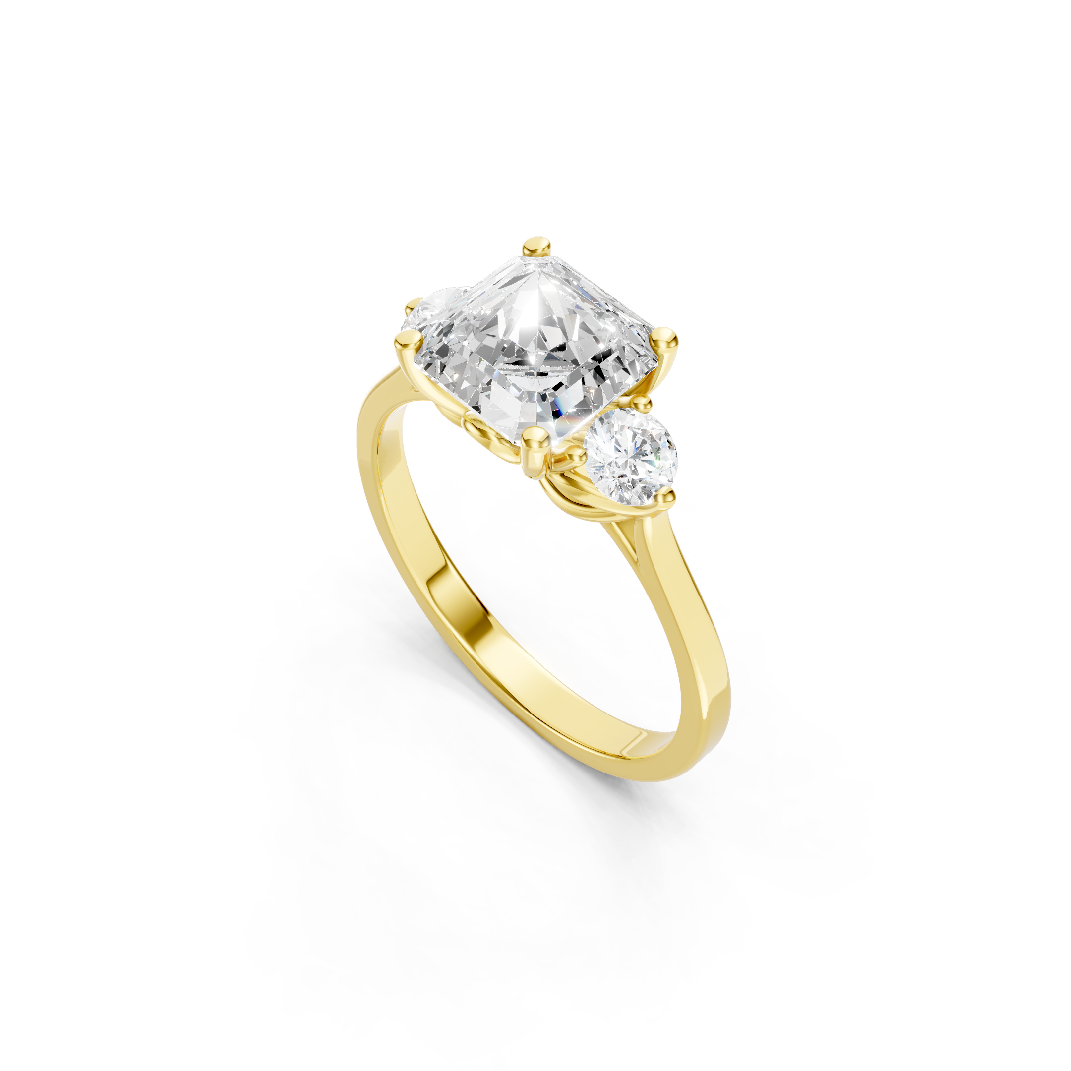 2.50 CT Asscher Cut Lab Grown Three Stone Diamond Engagement Ring