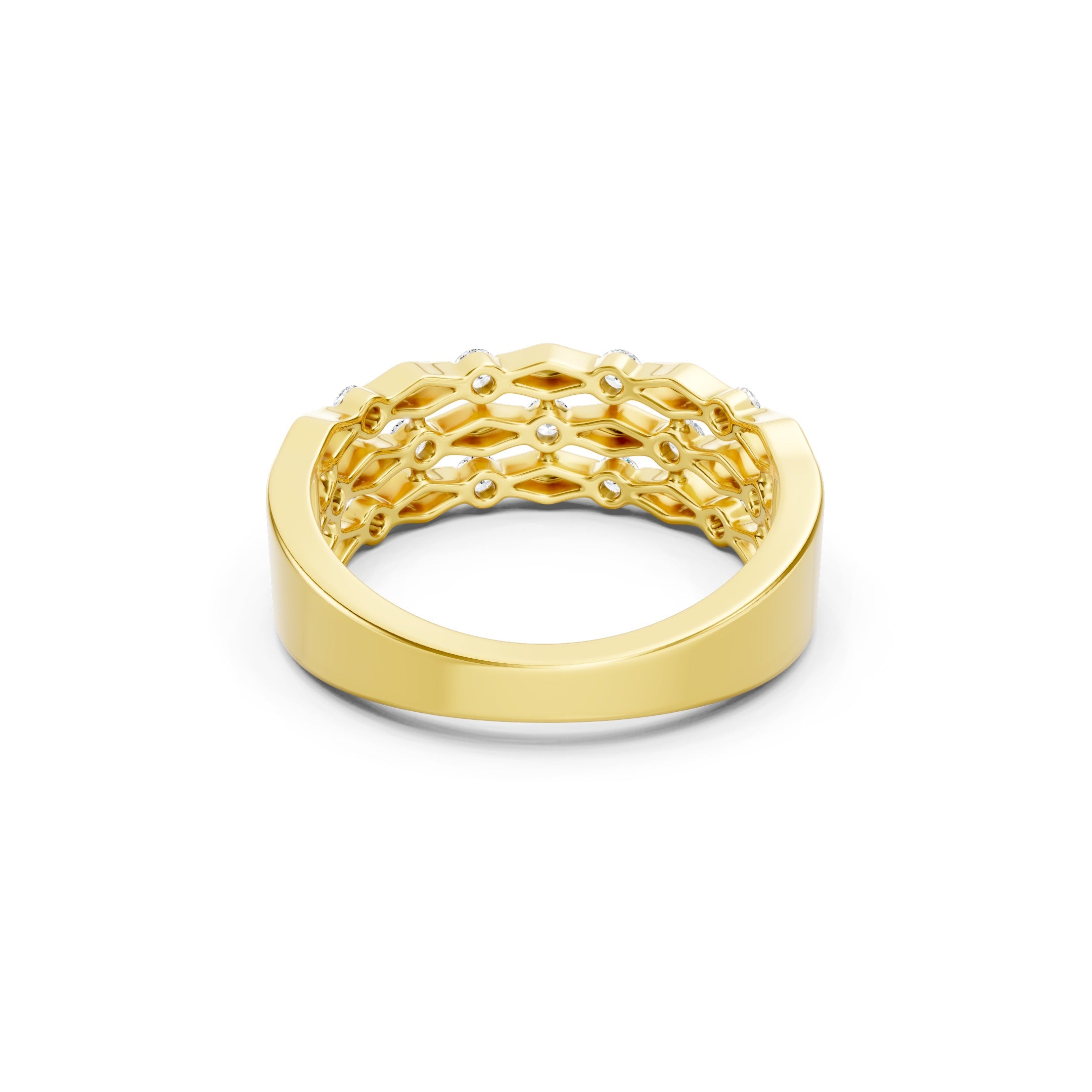 0.50 CT Round Diamond Wedding Band, Solid Gold Multi Row Diamond Ring, 10K 14K 18K Gold