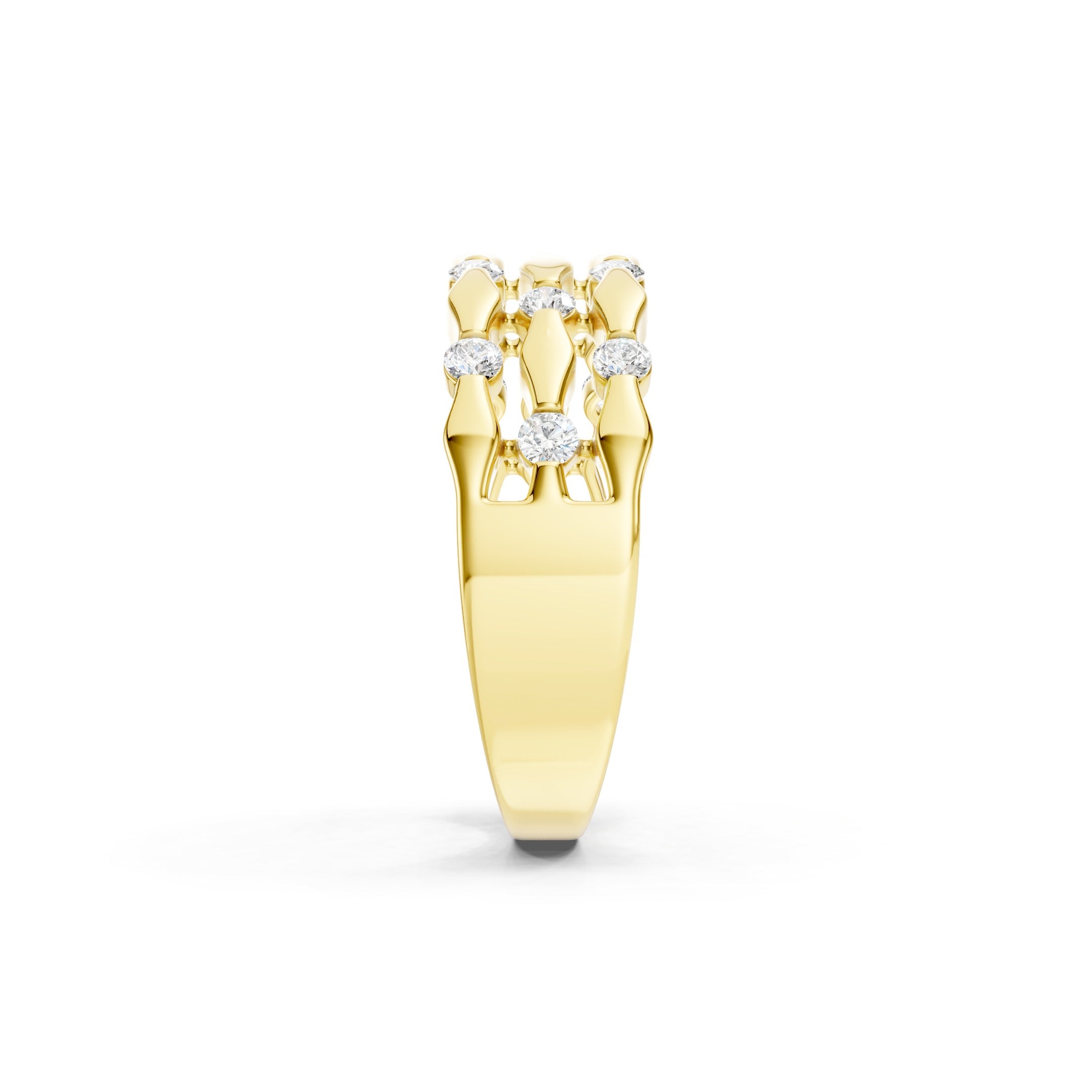 0.50 CT Round Diamond Wedding Band, Solid Gold Multi Row Diamond Ring, 10K 14K 18K Gold