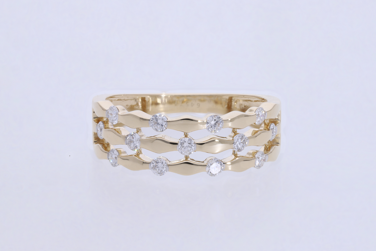 💍 0.38 Ct Round Brilliant Diamond Multi-Row Band | 14k White / Yellow Gold | Fashion Ring ✨💎
