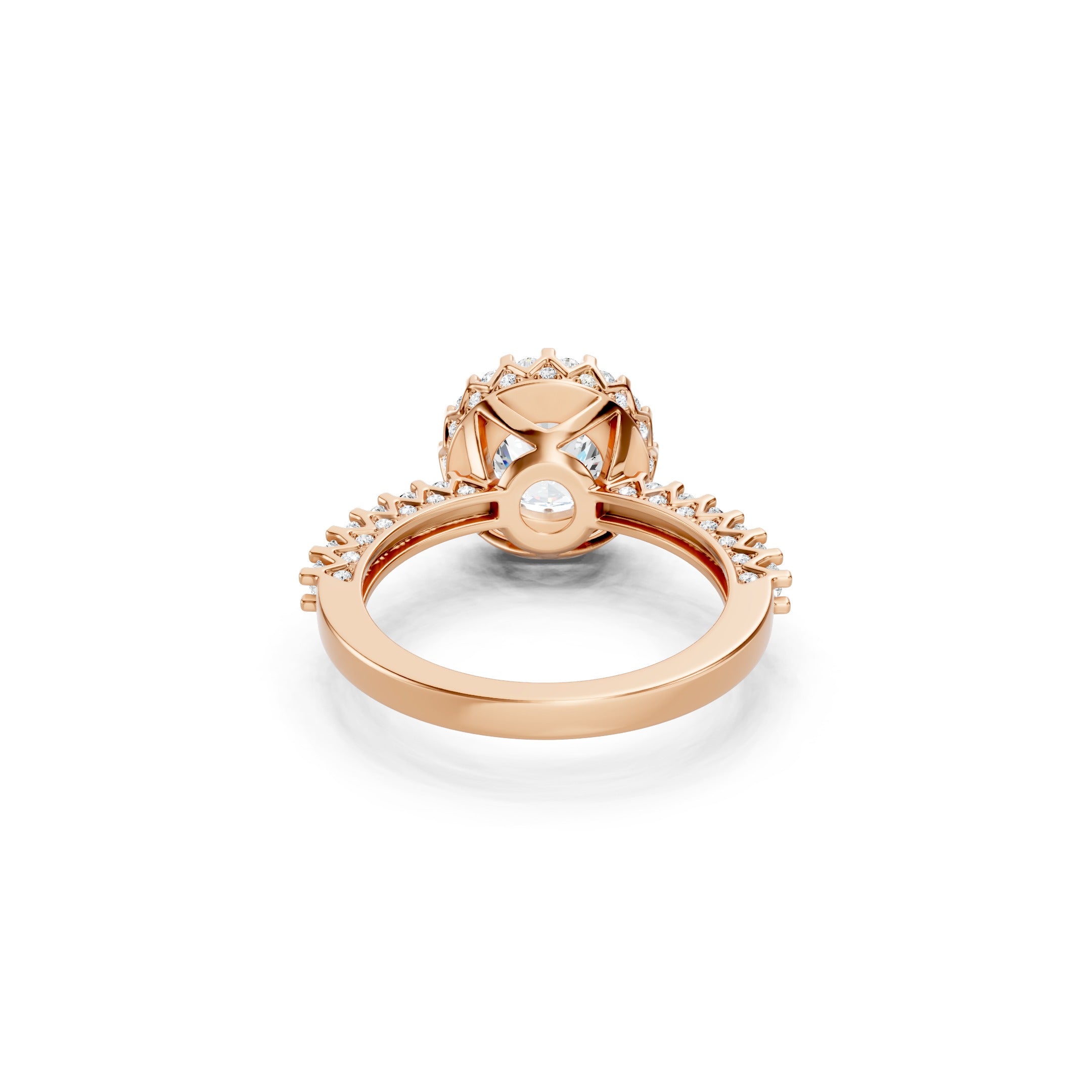 2.50 CT Round Lab Grown Diamond Engagement Ring, Solid Gold Halo Ring, 10K 14K 18K Gold Bridal Ring