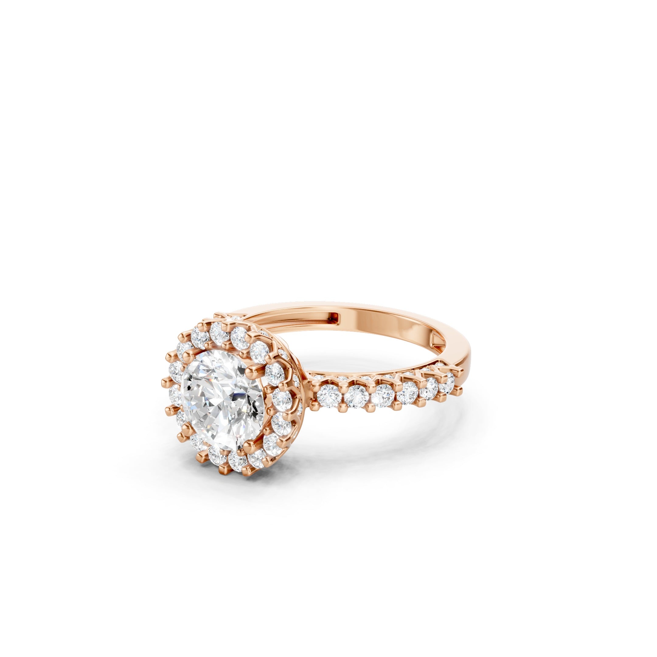 2.50 CT Round Lab Grown Diamond Engagement Ring, Solid Gold Halo Ring, 10K 14K 18K Gold Bridal Ring