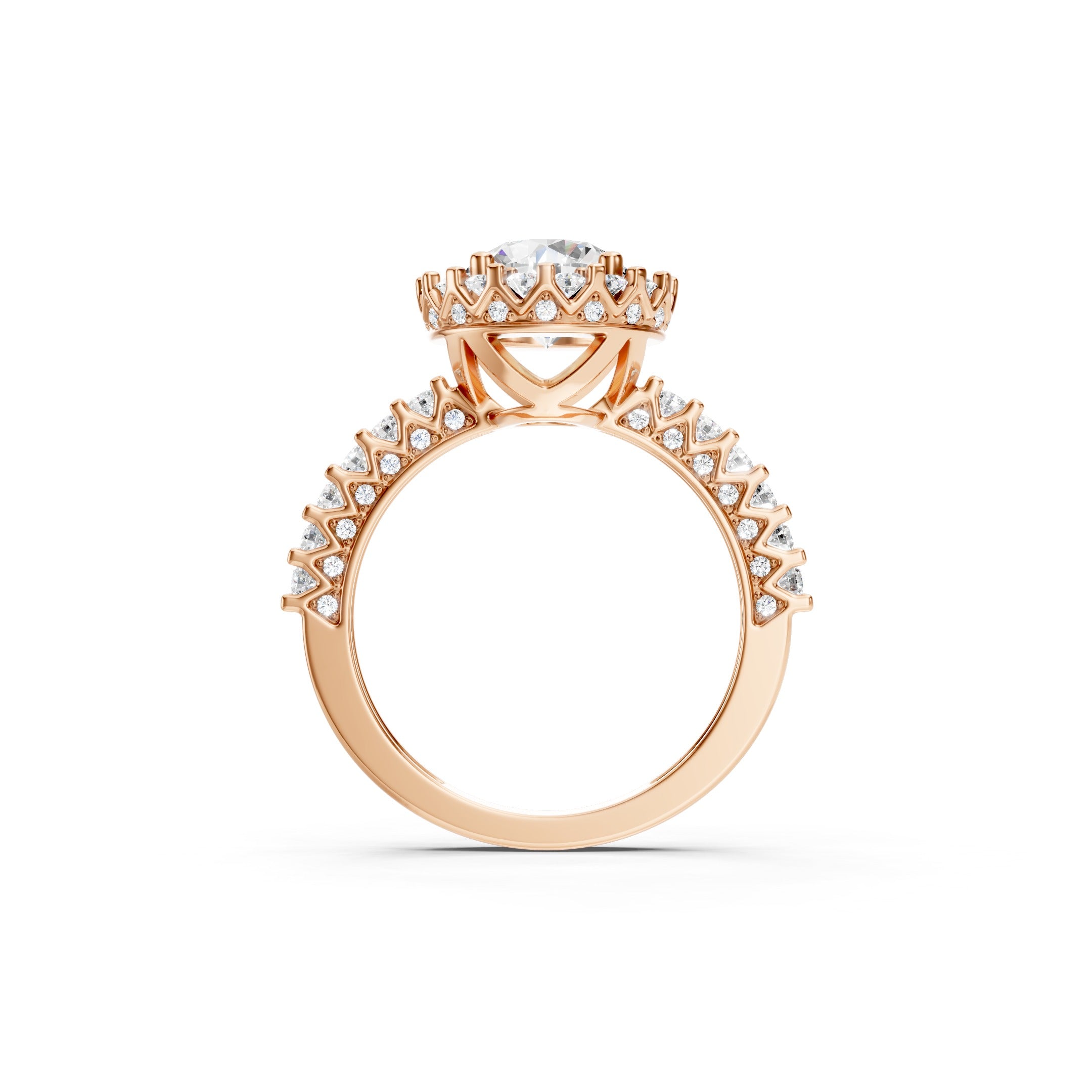 2.50 CT Round Lab Grown Diamond Engagement Ring, Solid Gold Halo Ring, 10K 14K 18K Gold Bridal Ring