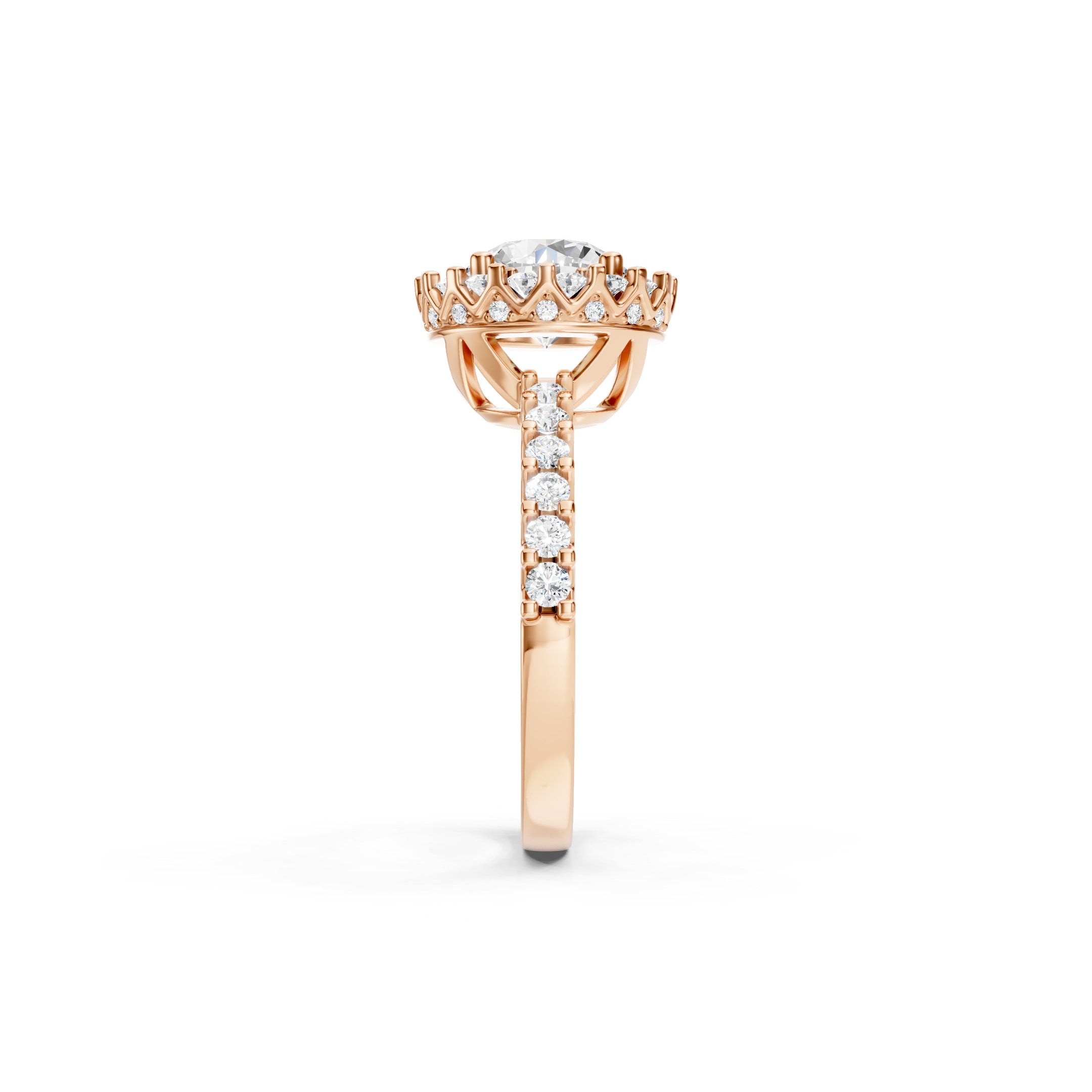 2.50 CT Round Lab Grown Diamond Engagement Ring, Solid Gold Halo Ring, 10K 14K 18K Gold Bridal Ring