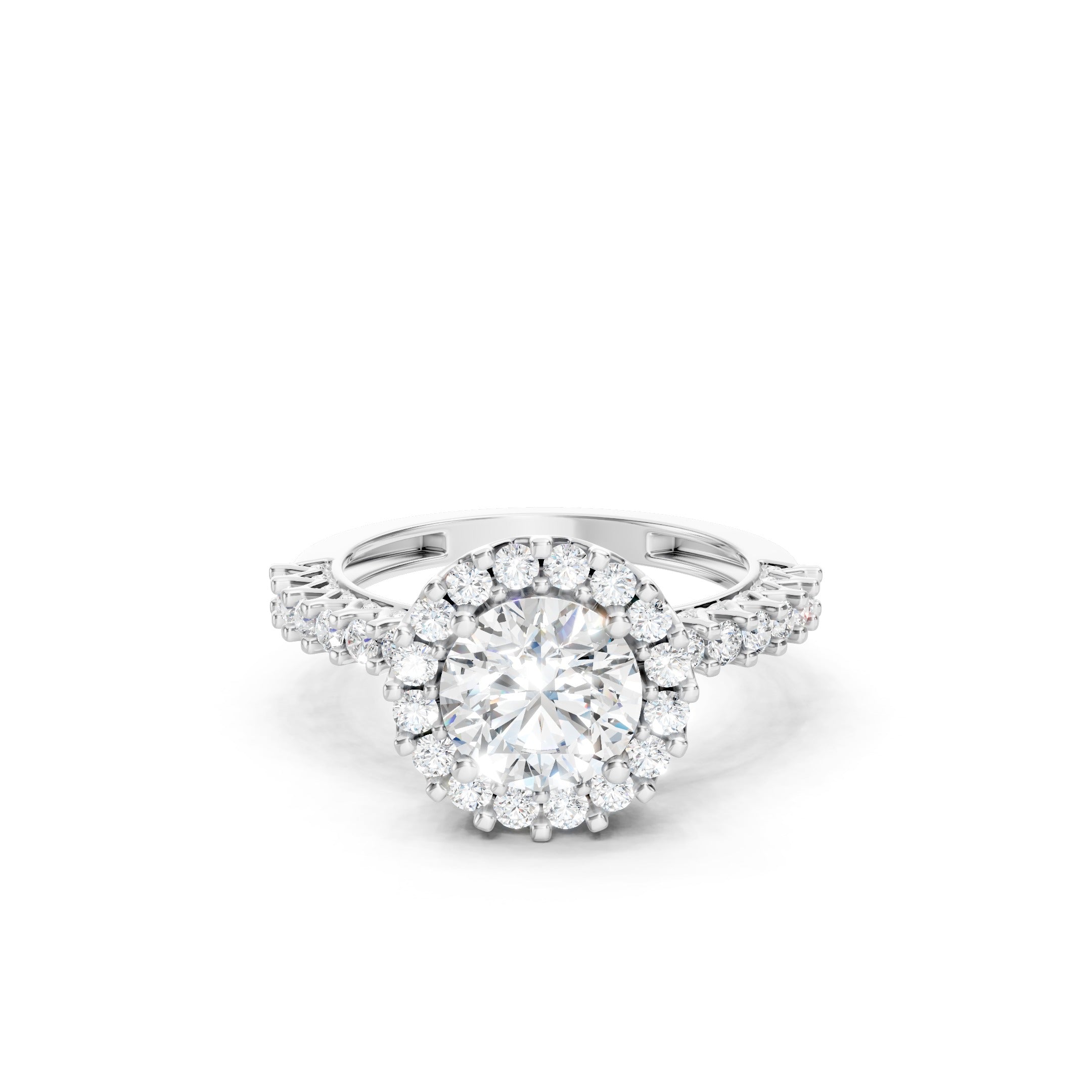 2.50 CT Round Lab Grown Diamond Engagement Ring, Solid Gold Halo Ring, 10K 14K 18K Gold Bridal Ring