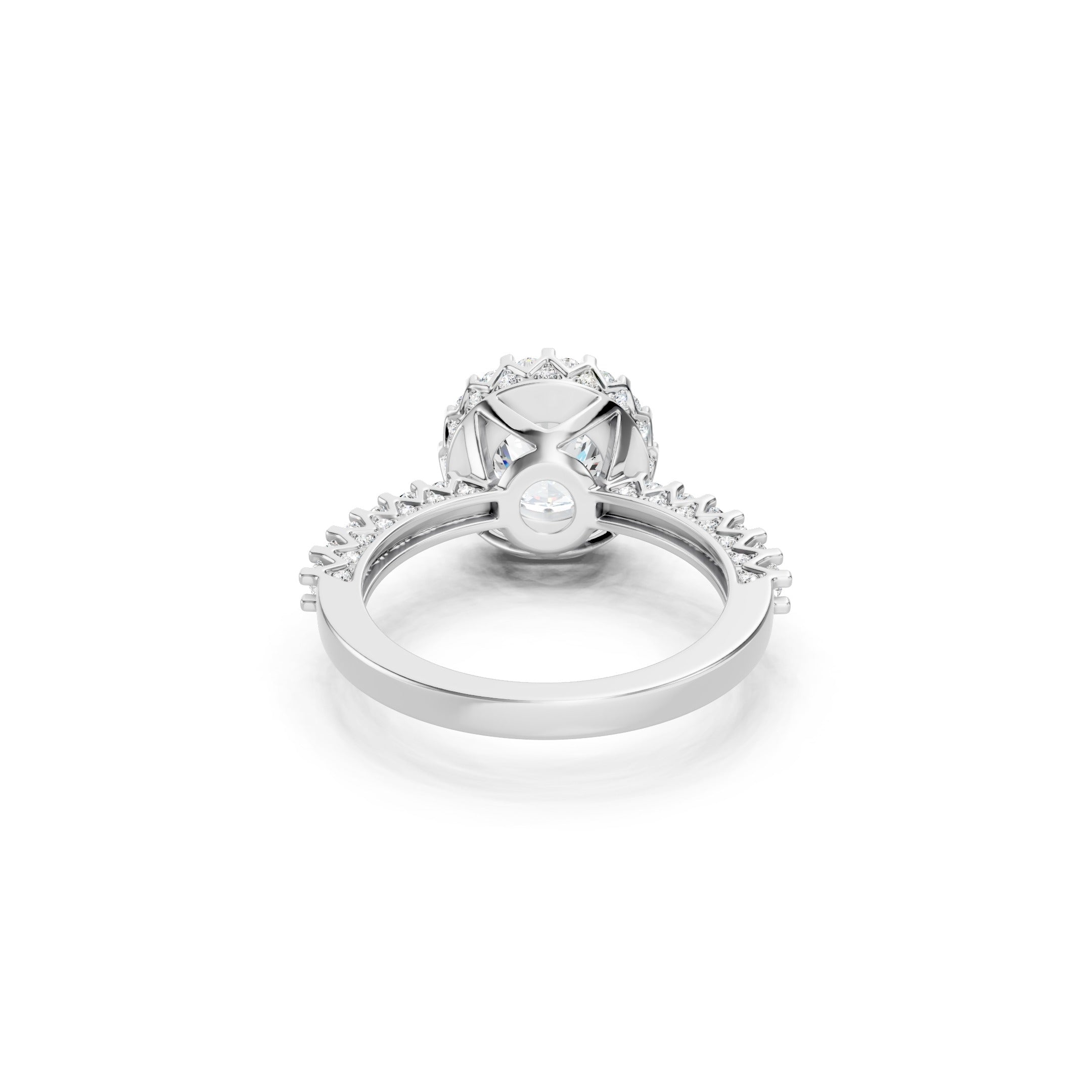 2.50 CT Round Lab Grown Diamond Engagement Ring, Solid Gold Halo Ring, 10K 14K 18K Gold Bridal Ring