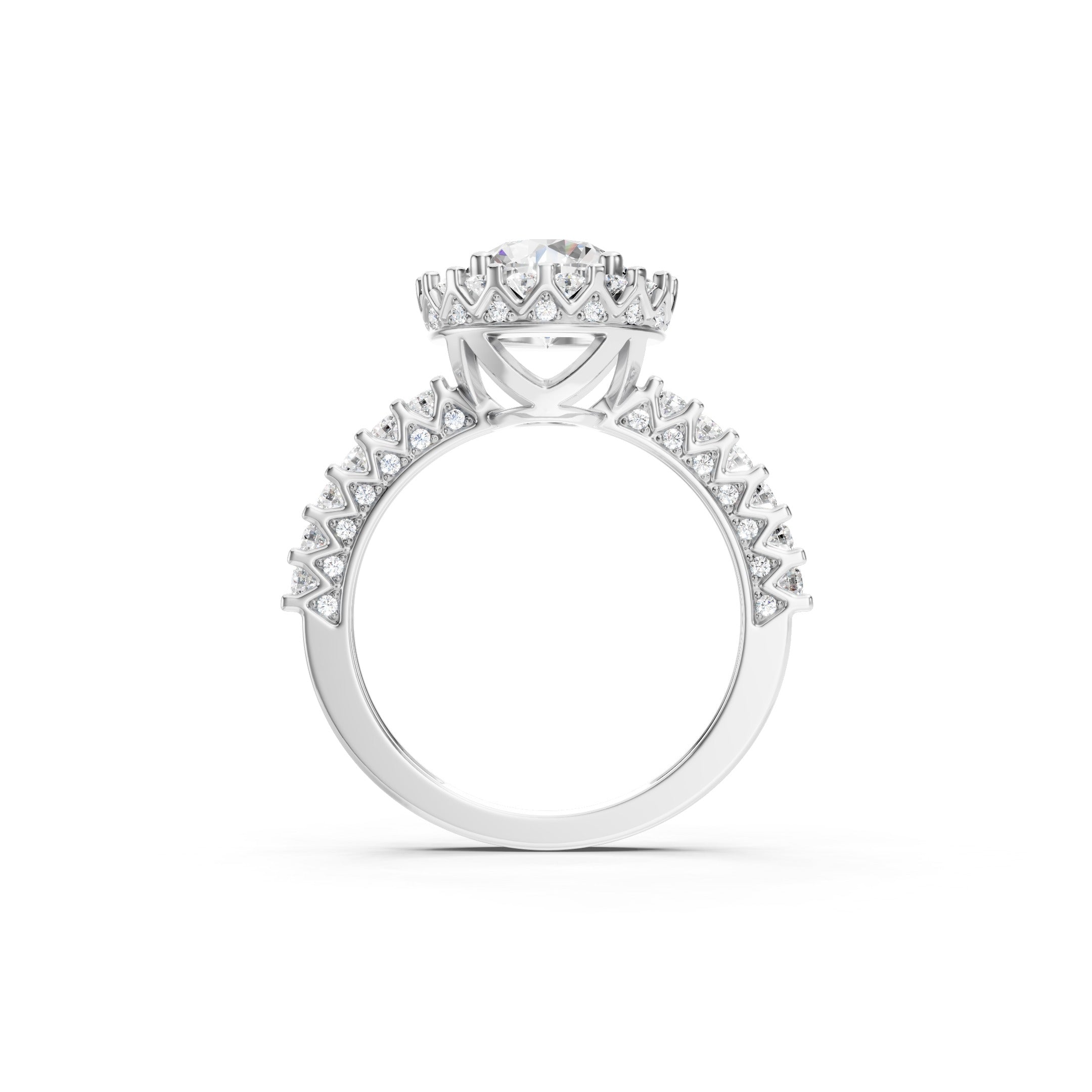 2.50 CT Round Lab Grown Diamond Engagement Ring, Solid Gold Halo Ring, 10K 14K 18K Gold Bridal Ring