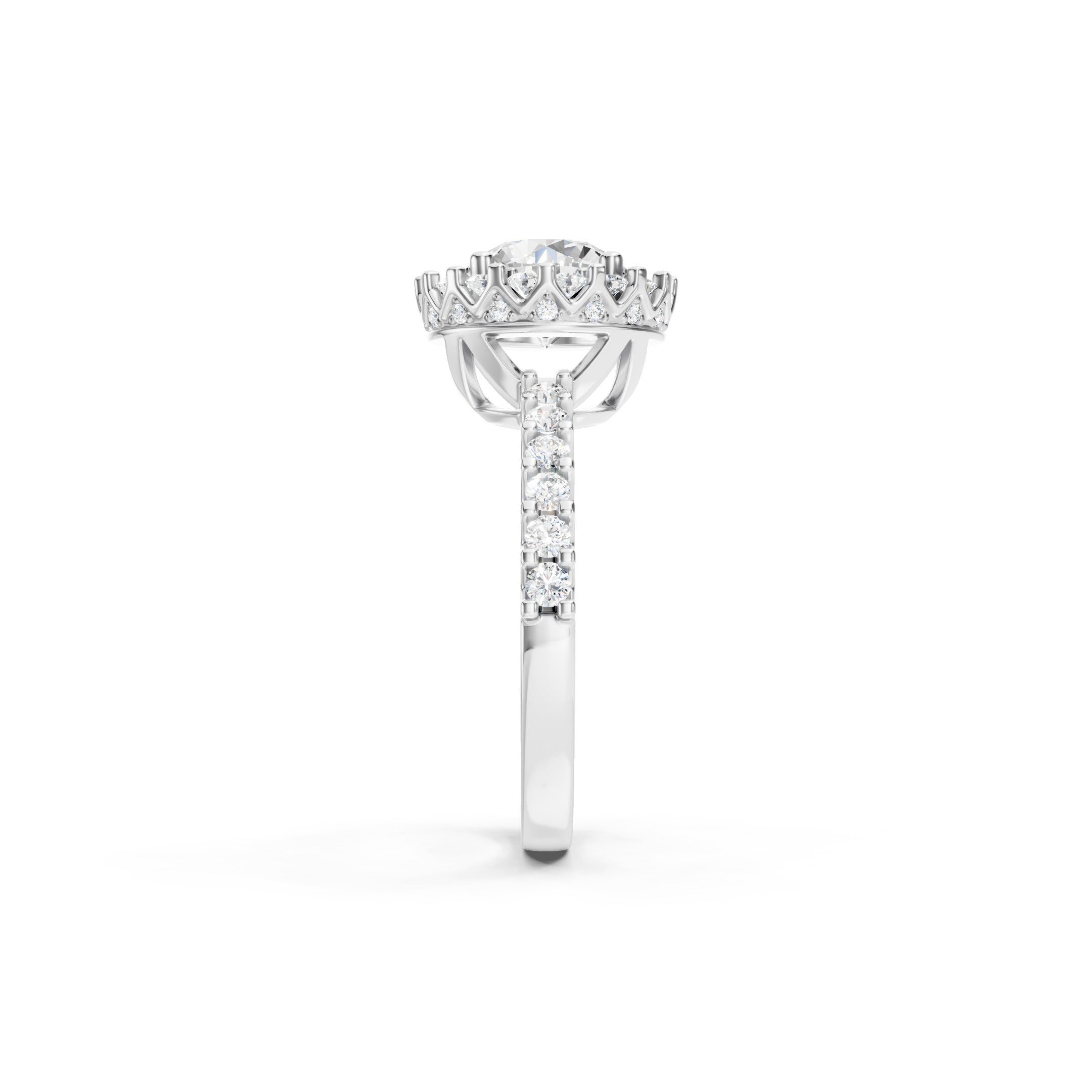 2.50 CT Round Lab Grown Diamond Engagement Ring, Solid Gold Halo Ring, 10K 14K 18K Gold Bridal Ring