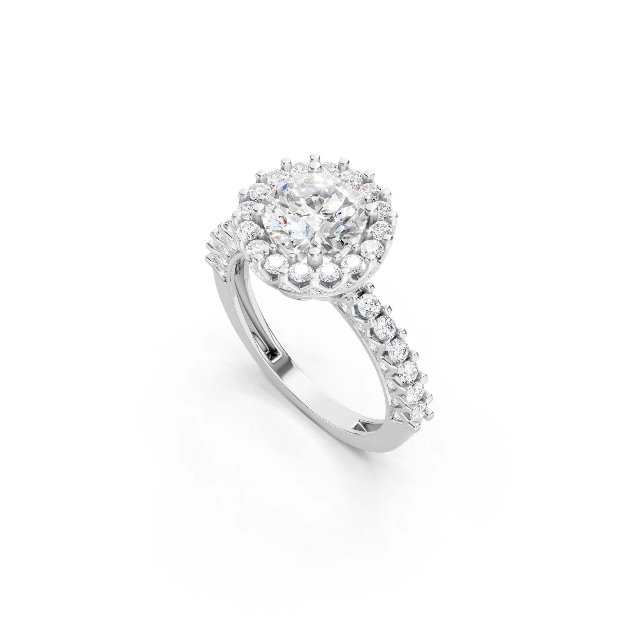 2.50 CT Round Lab Grown Diamond Engagement Ring, Solid Gold Halo Ring, 10K 14K 18K Gold Bridal Ring