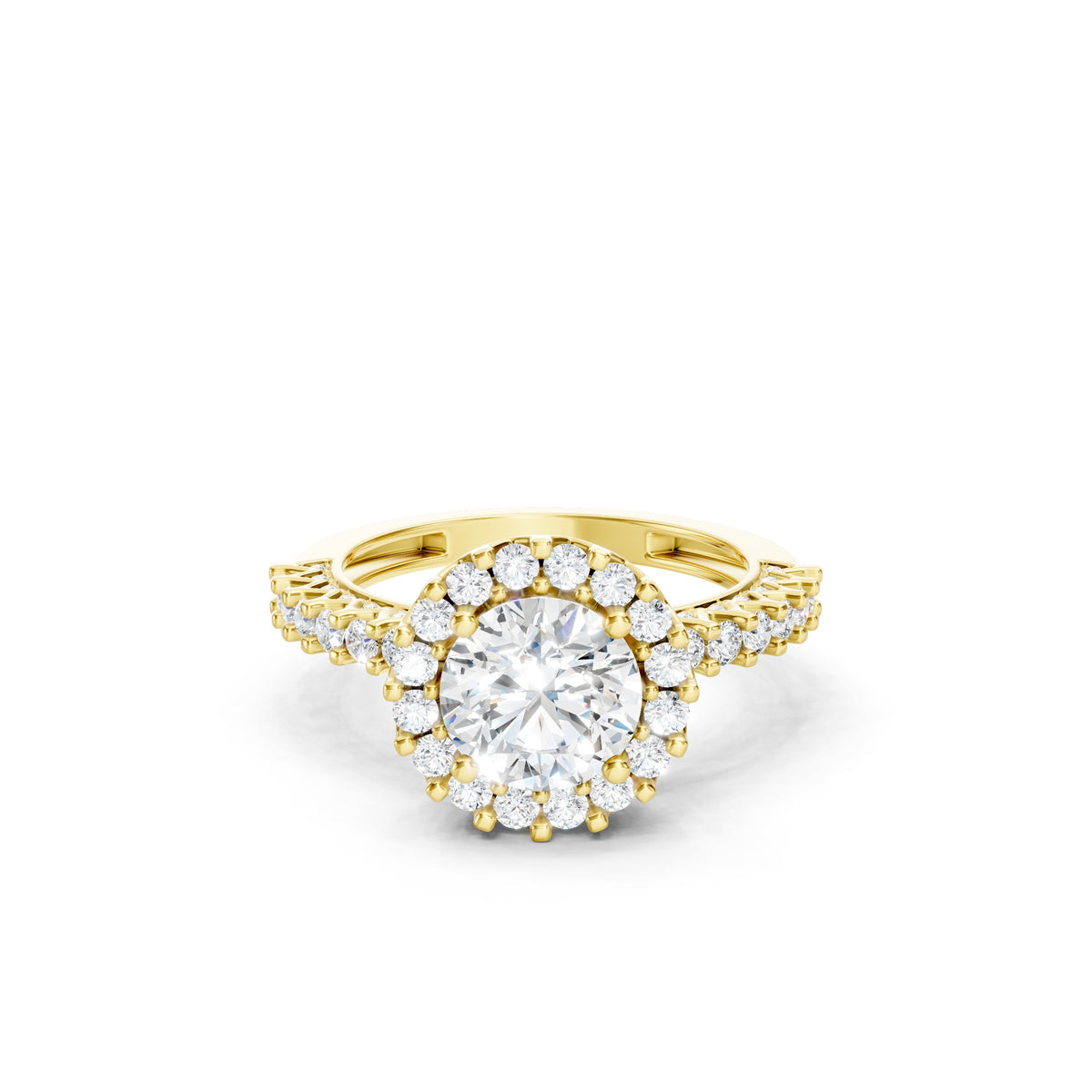 2.50 CT Round Lab Grown Diamond Engagement Ring, Solid Gold Halo Ring, 10K 14K 18K Gold Bridal Ring