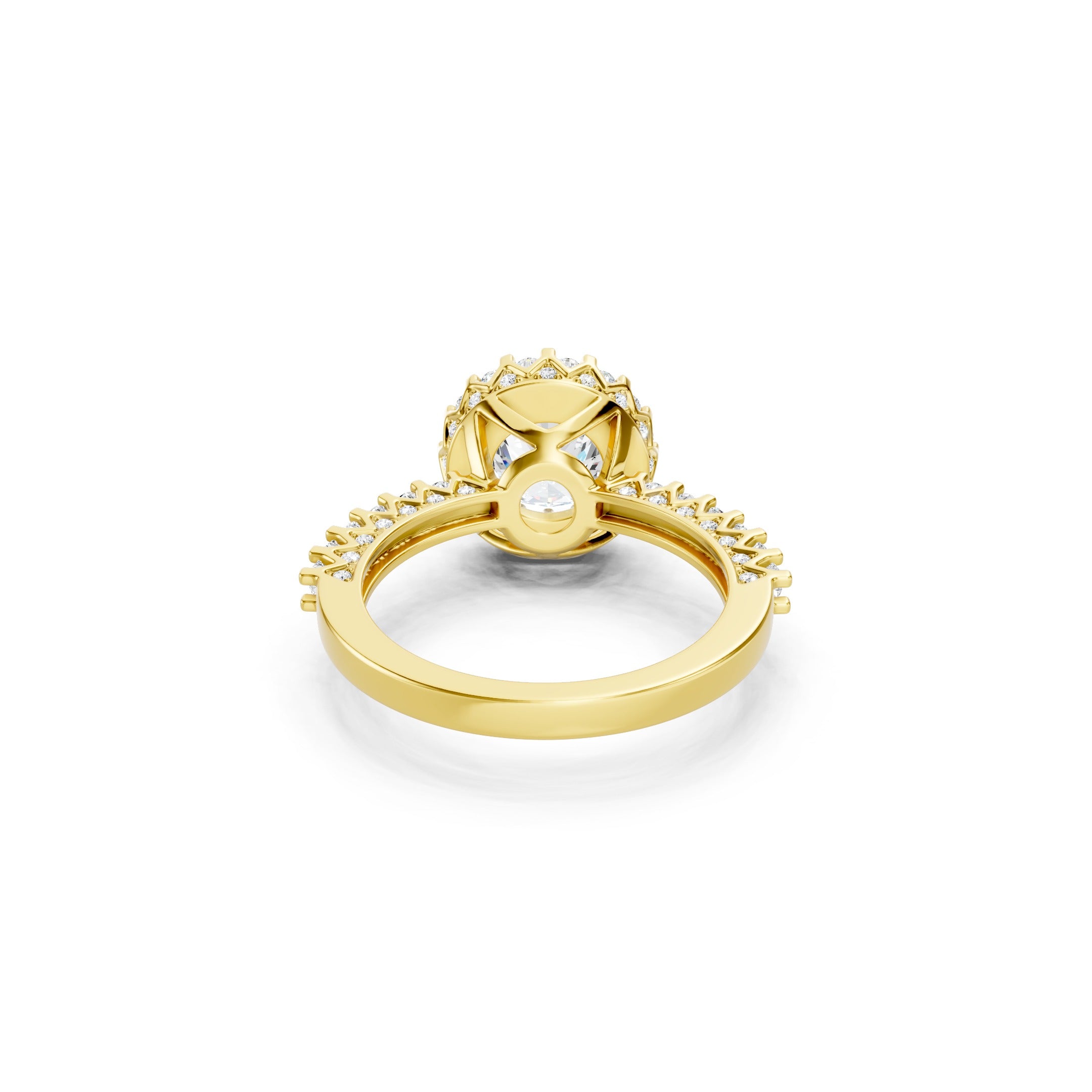 2.50 CT Round Lab Grown Diamond Engagement Ring, Solid Gold Halo Ring, 10K 14K 18K Gold Bridal Ring