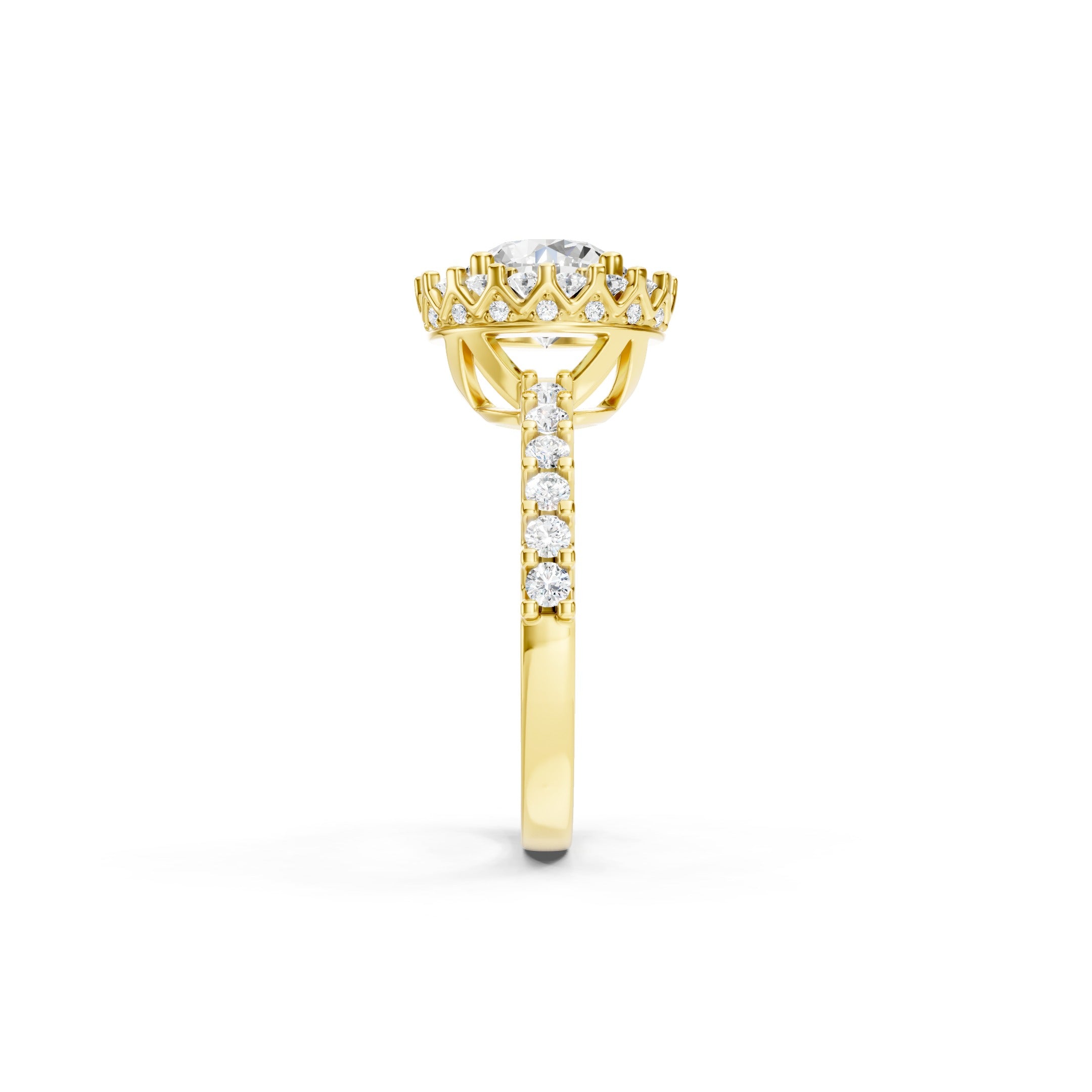 2.50 CT Round Lab Grown Diamond Engagement Ring, Solid Gold Halo Ring, 10K 14K 18K Gold Bridal Ring
