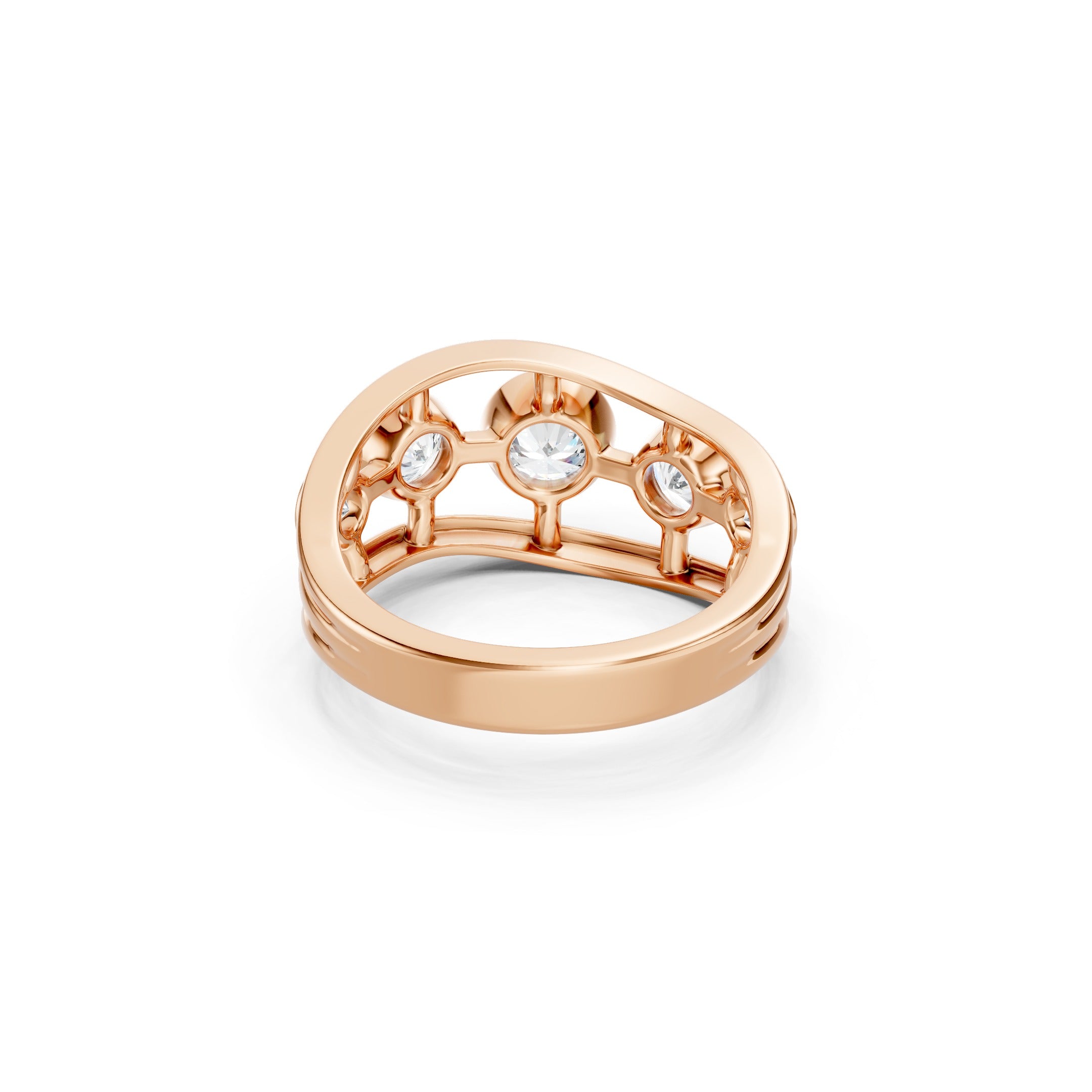 1.50 CT Round Lab Grown Diamond Solid Gold Bezel Set Statement Ring