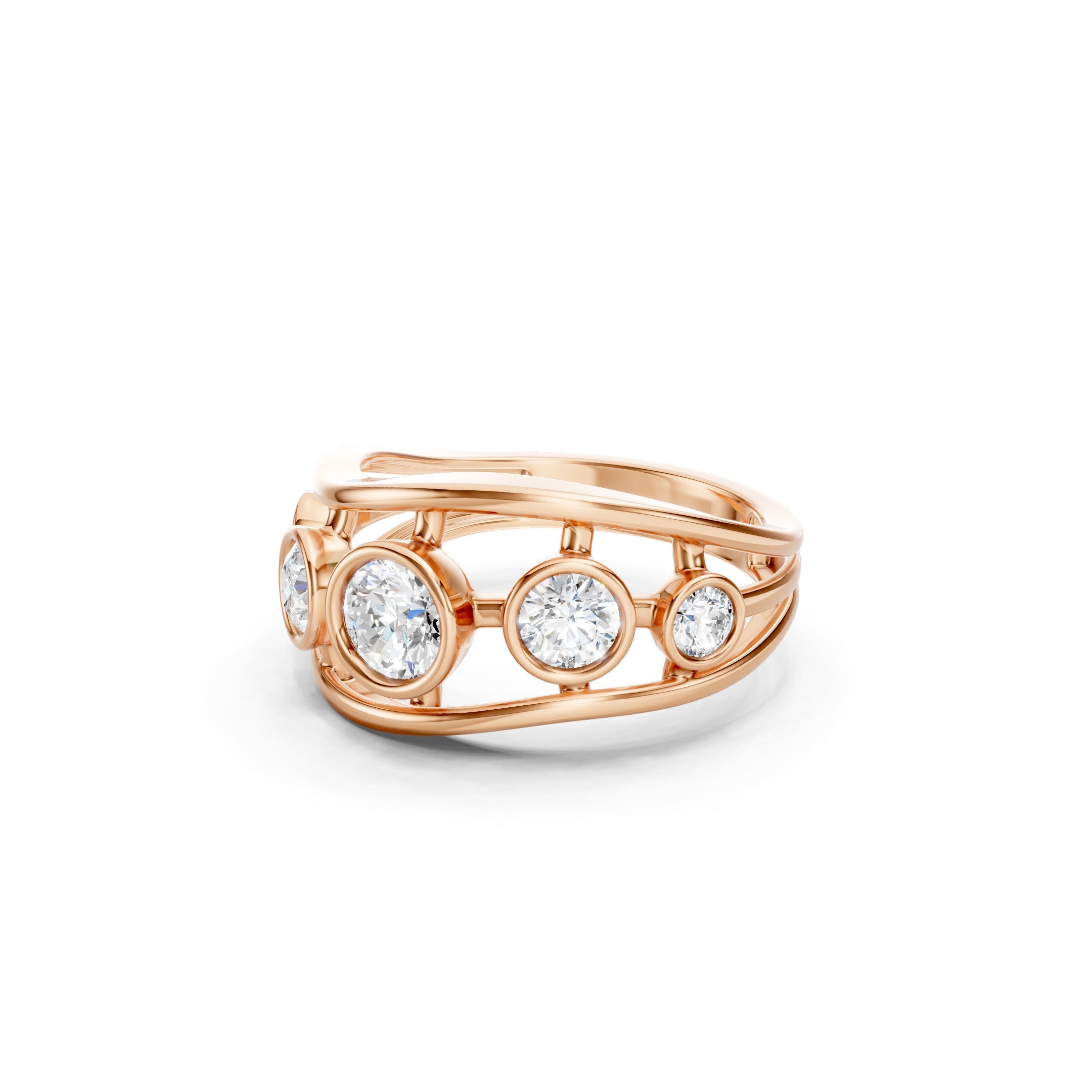 1.50 CT Round Lab Grown Diamond Solid Gold Bezel Set Statement Ring