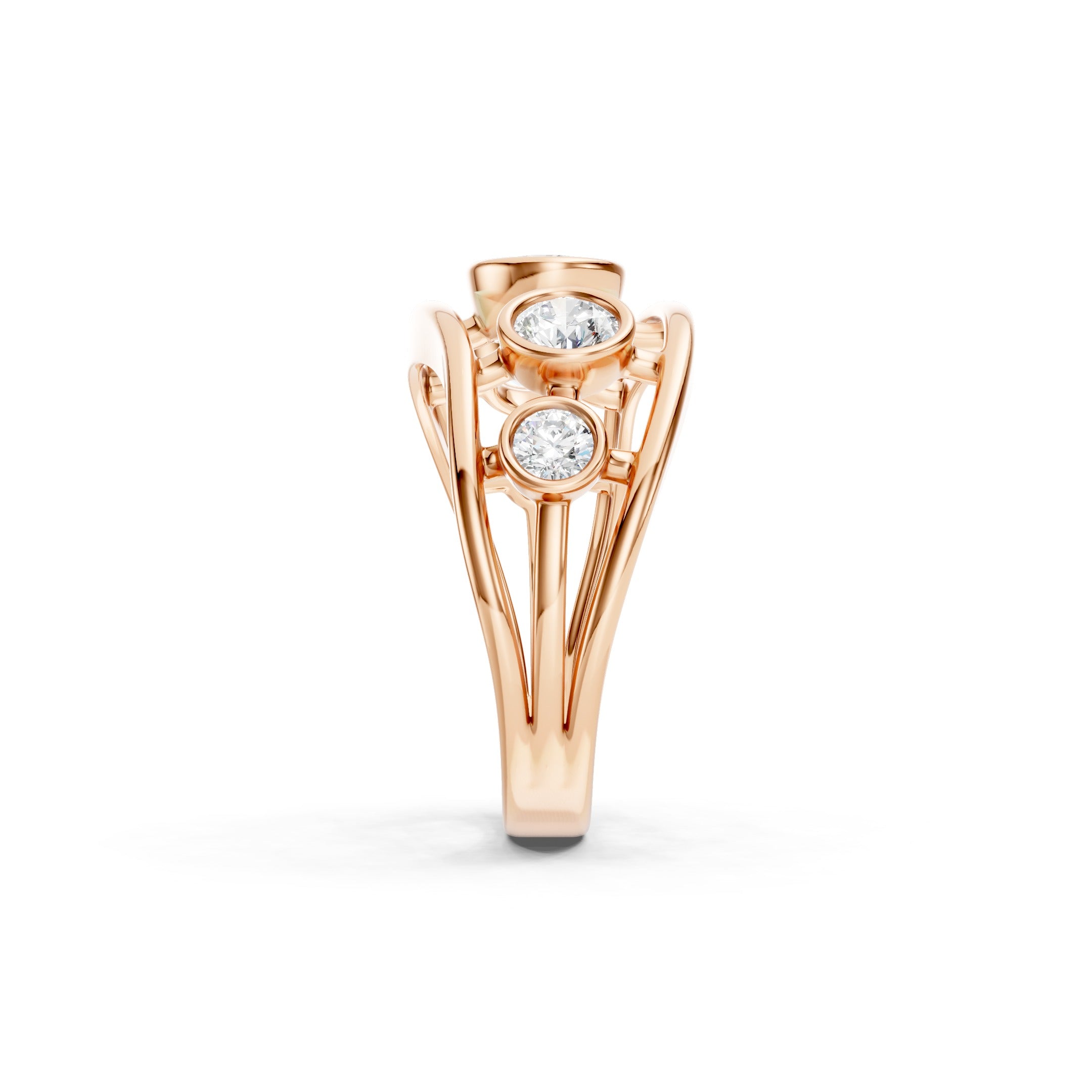 1.50 CT Round Lab Grown Diamond Solid Gold Bezel Set Statement Ring