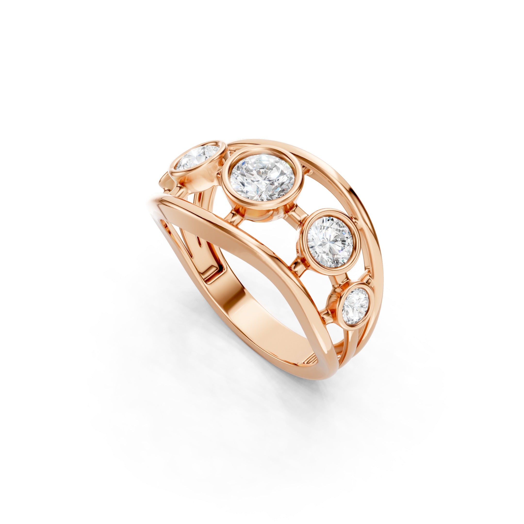 1.50 CT Round Lab Grown Diamond Solid Gold Bezel Set Statement Ring