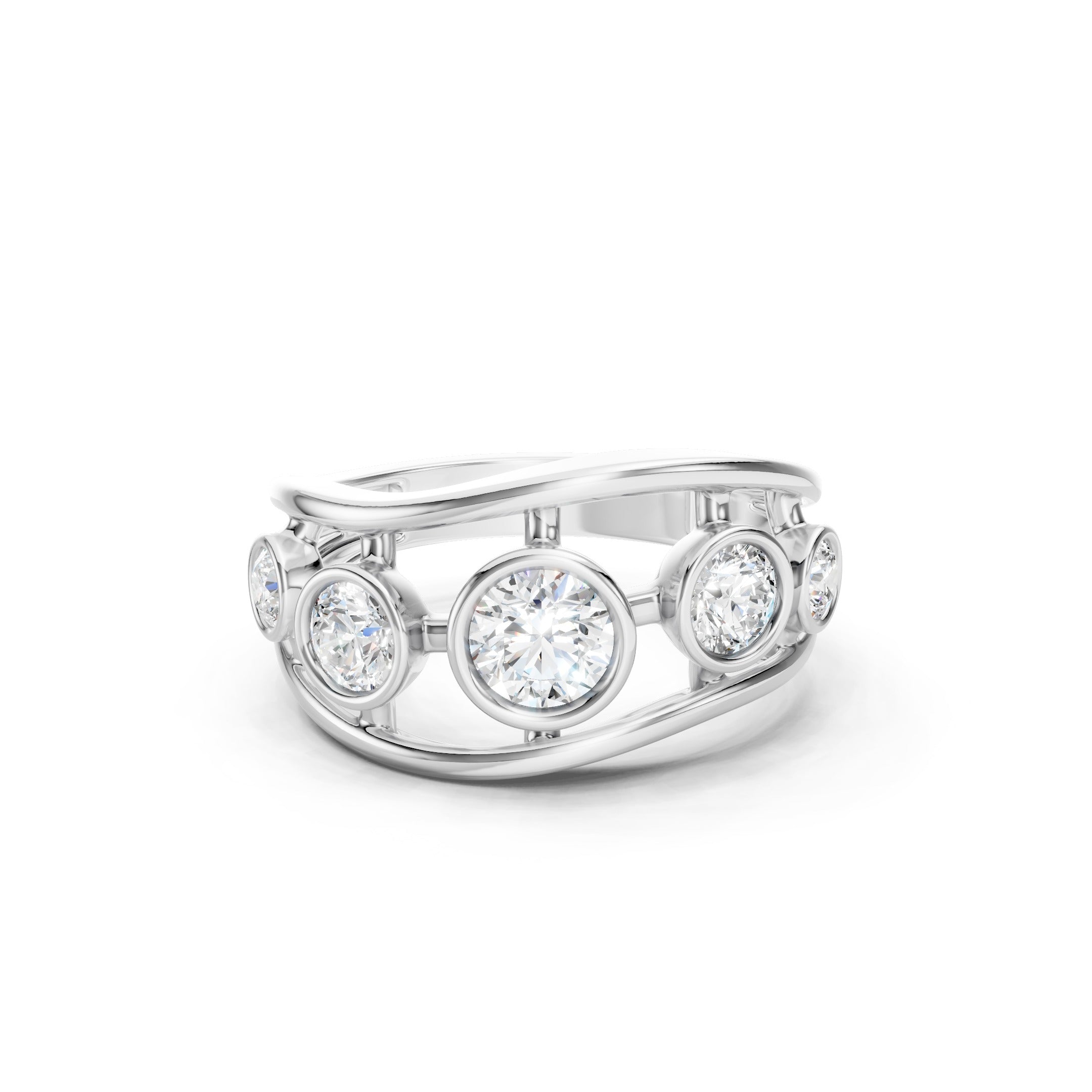 1.50 CT Round Lab Grown Diamond Solid Gold Bezel Set Statement Ring