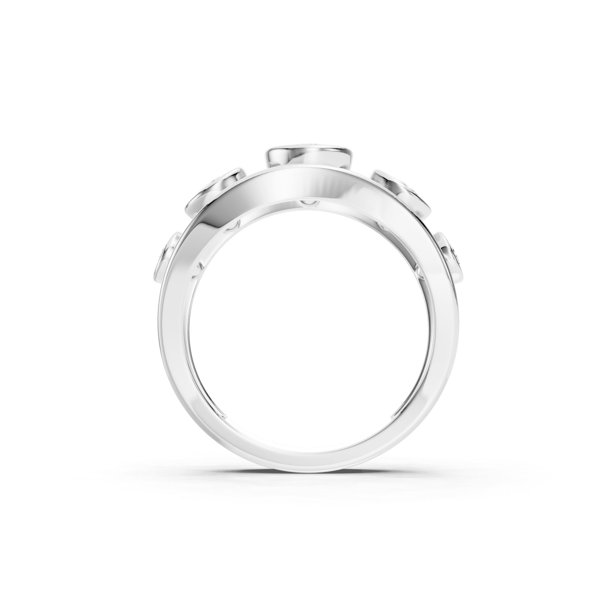 1.50 CT Round Lab Grown Diamond Solid Gold Bezel Set Statement Ring