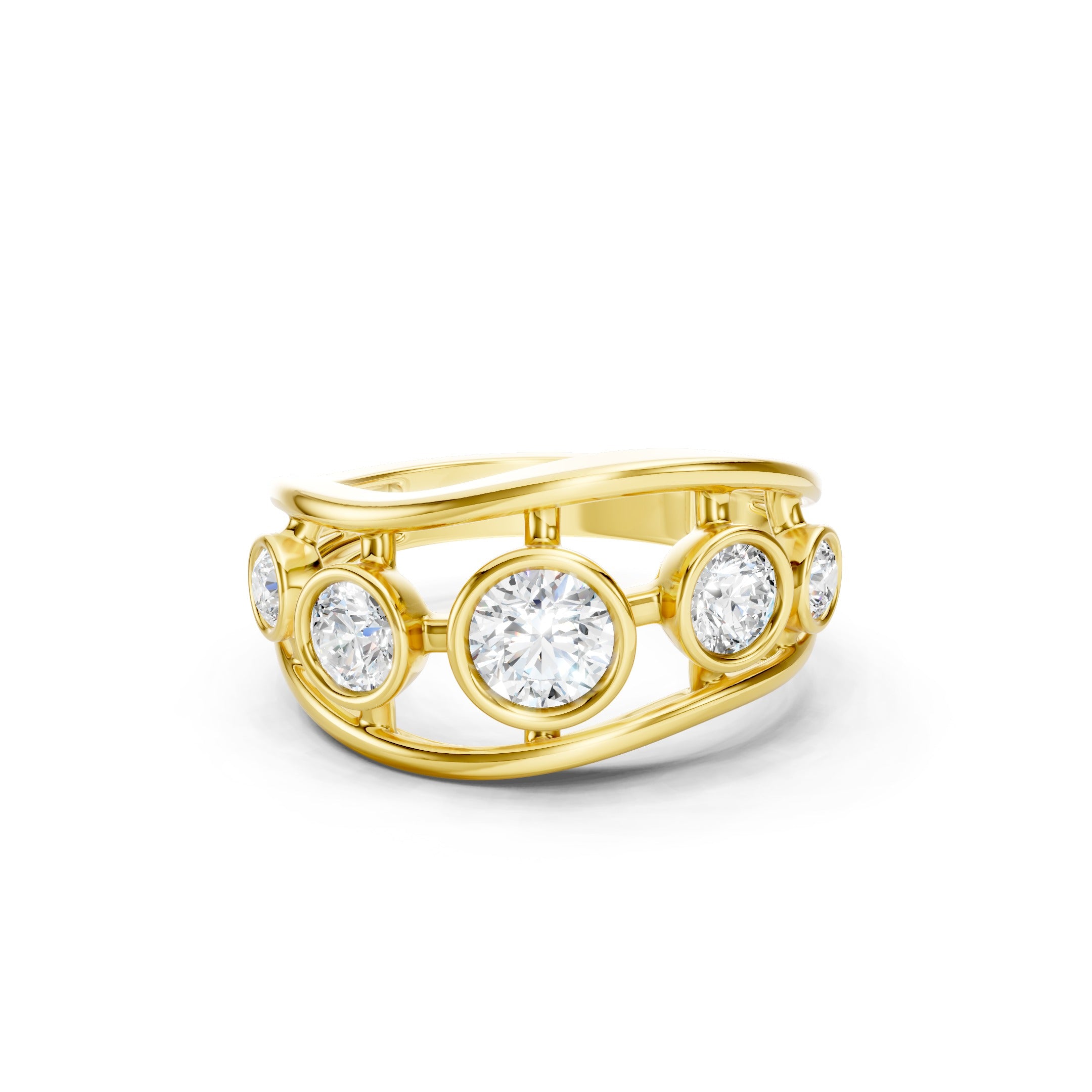 1.50 CT Round Lab Grown Diamond Solid Gold Bezel Set Statement Ring
