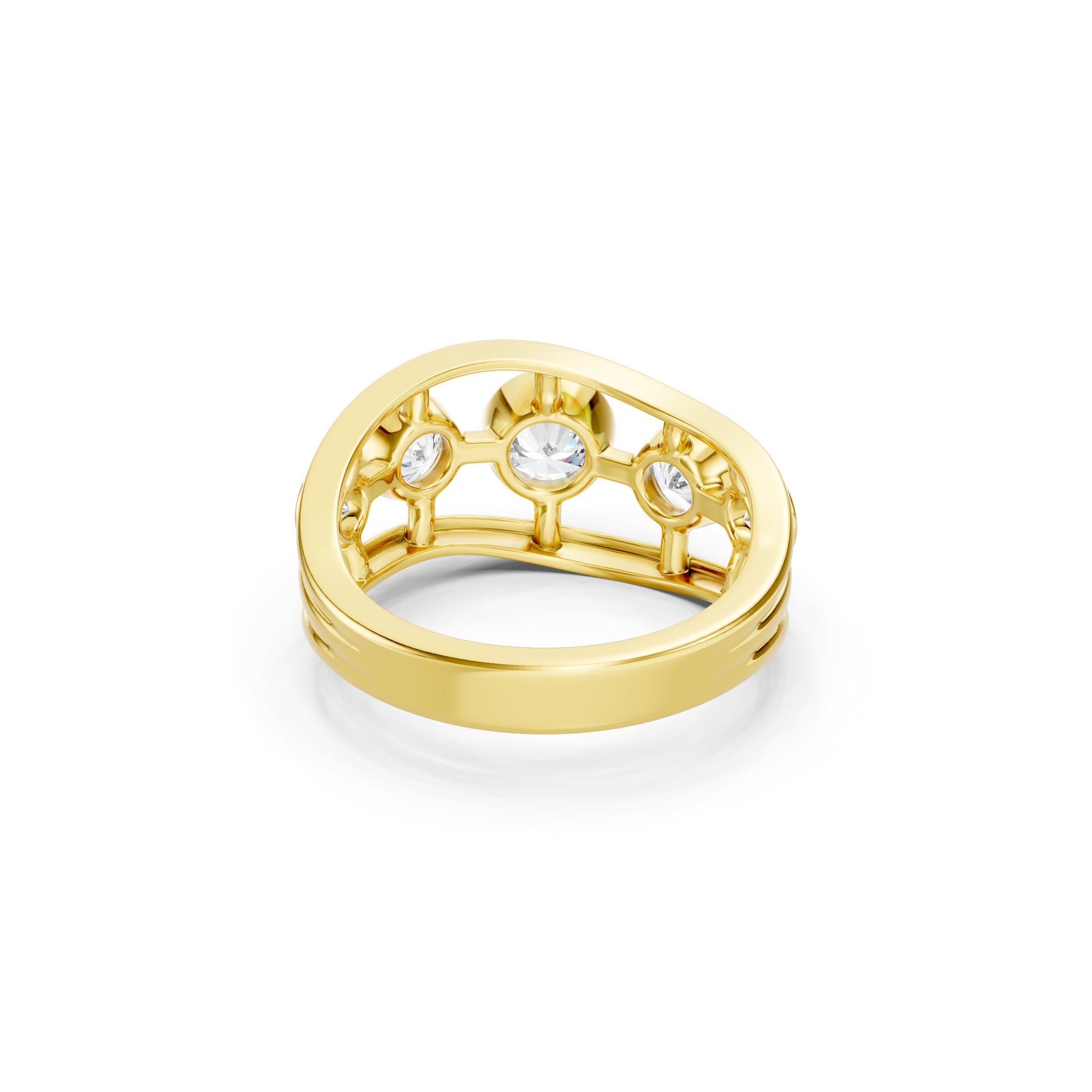 1.50 CT Round Lab Grown Diamond Solid Gold Bezel Set Statement Ring