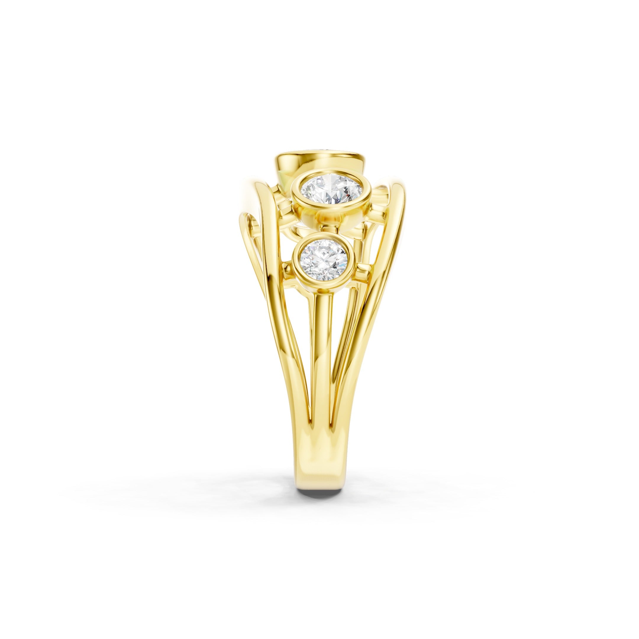 1.50 CT Round Lab Grown Diamond Solid Gold Bezel Set Statement Ring