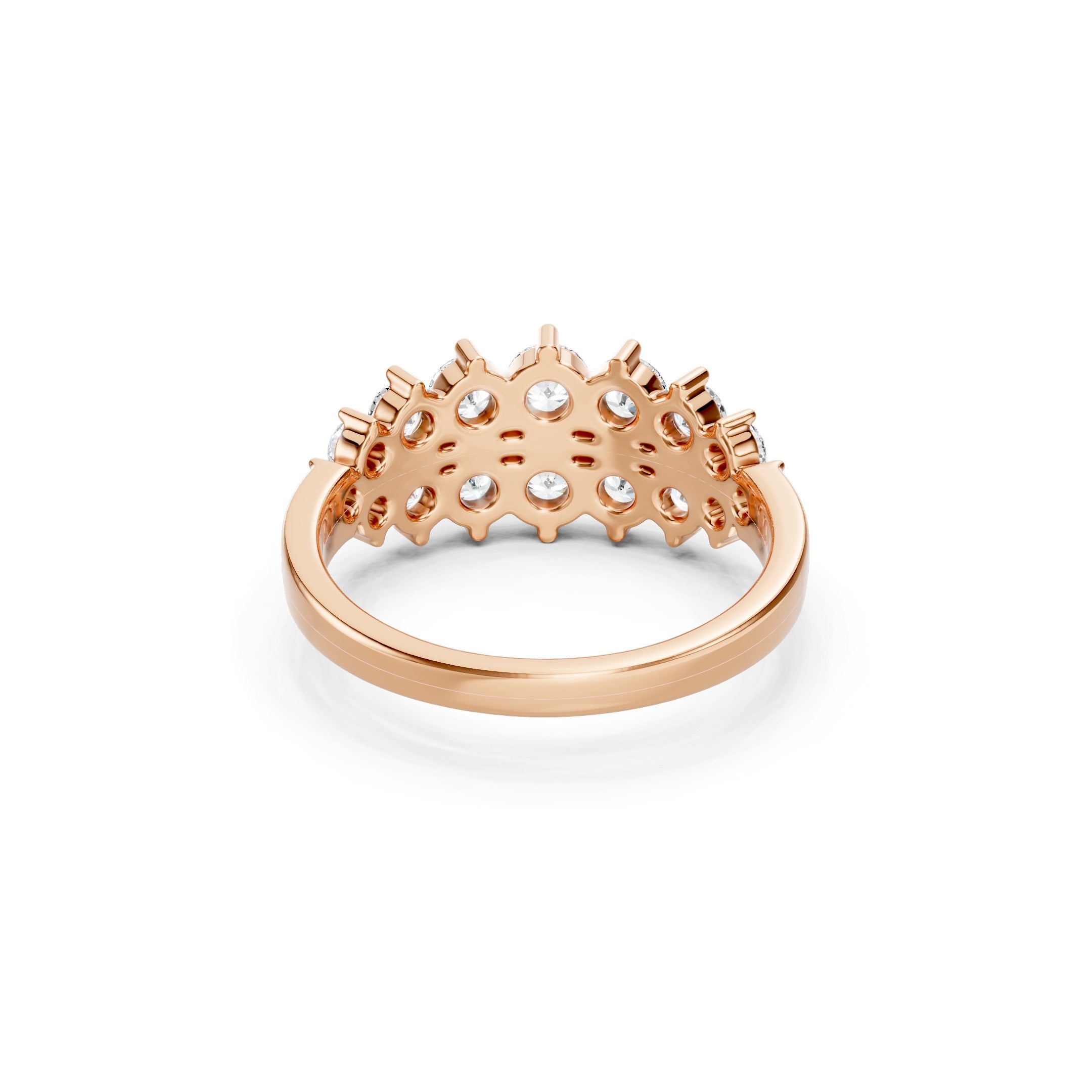 1.50 CT Round Lab Grown Diamond Band, Solid Gold Two Row Diamond Ring, 10K 14K 18K Wedding Band