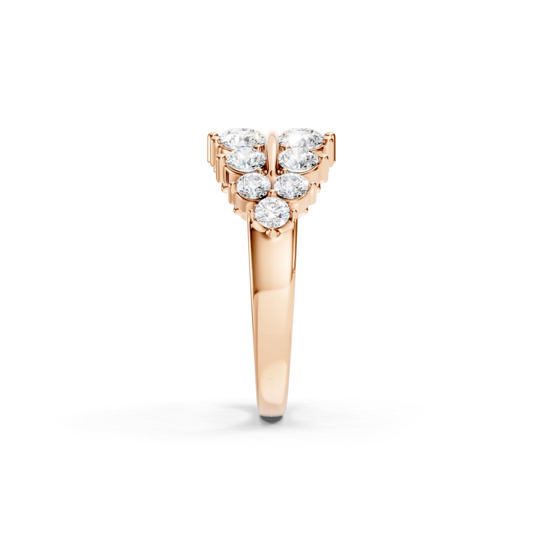 1.50 CT Round Lab Grown Diamond Band, Solid Gold Two Row Diamond Ring, 10K 14K 18K Wedding Band