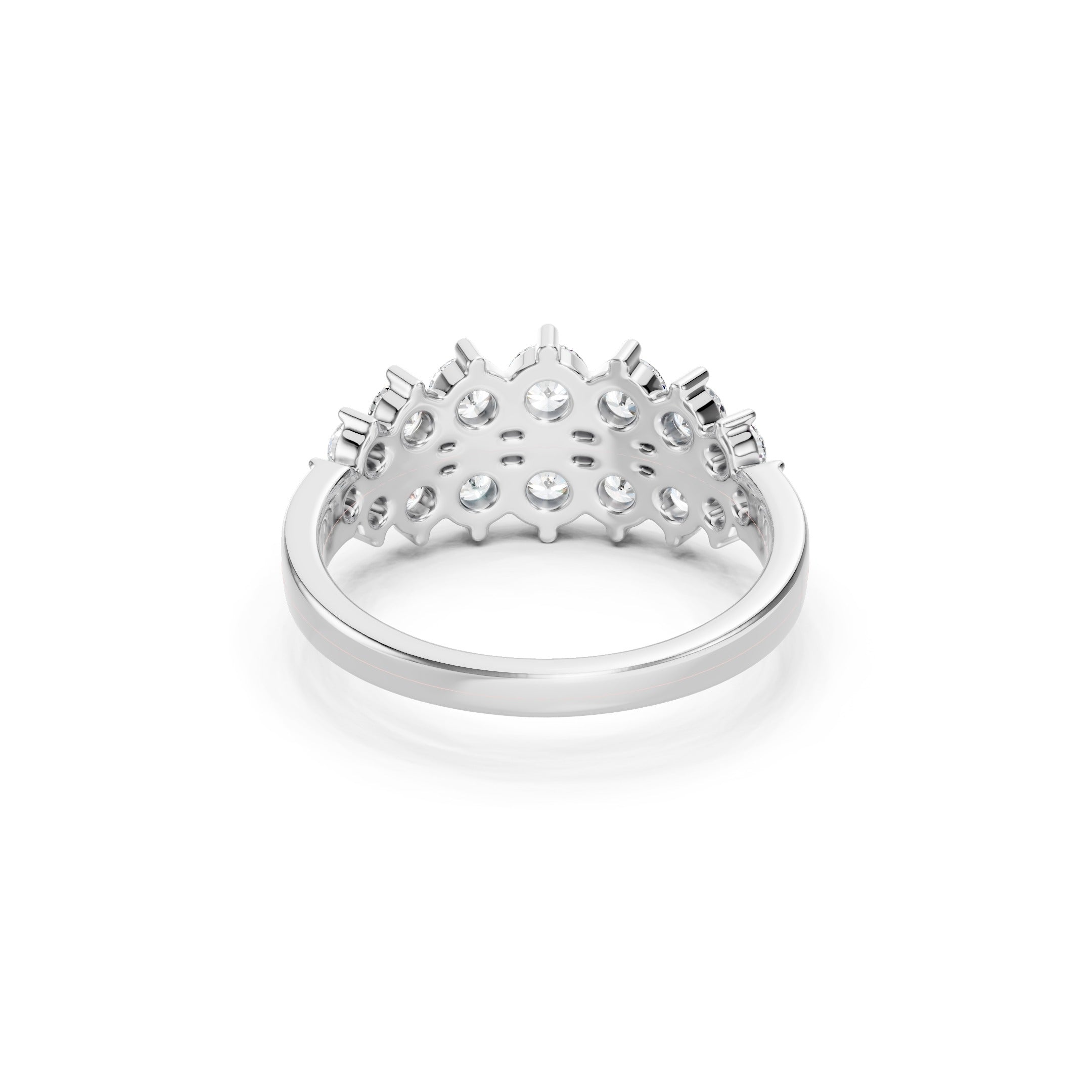 1.50 CT Round Lab Grown Diamond Band, Solid Gold Two Row Diamond Ring, 10K 14K 18K Wedding Band