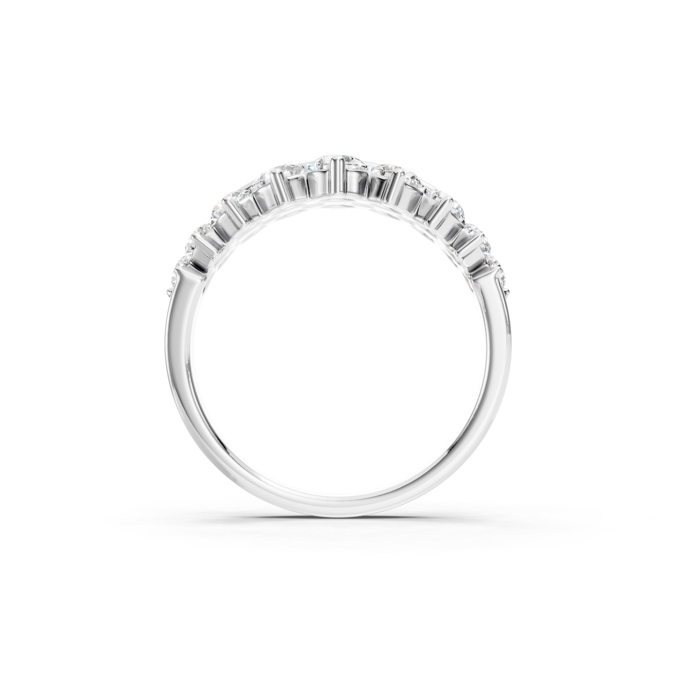 1.50 CT Round Lab Grown Diamond Band, Solid Gold Two Row Diamond Ring, 10K 14K 18K Wedding Band