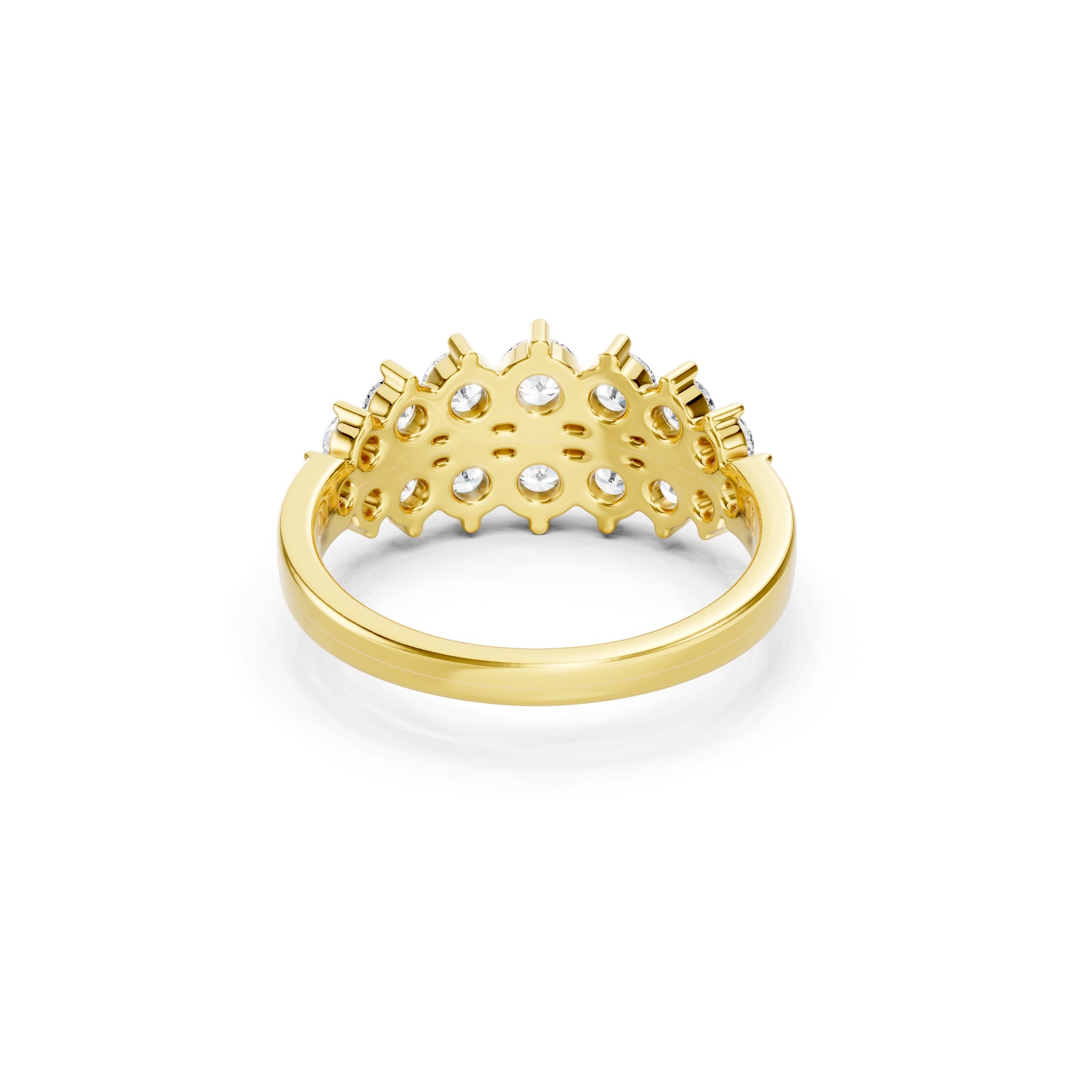 1.50 CT Round Lab Grown Diamond Band, Solid Gold Two Row Diamond Ring, 10K 14K 18K Wedding Band