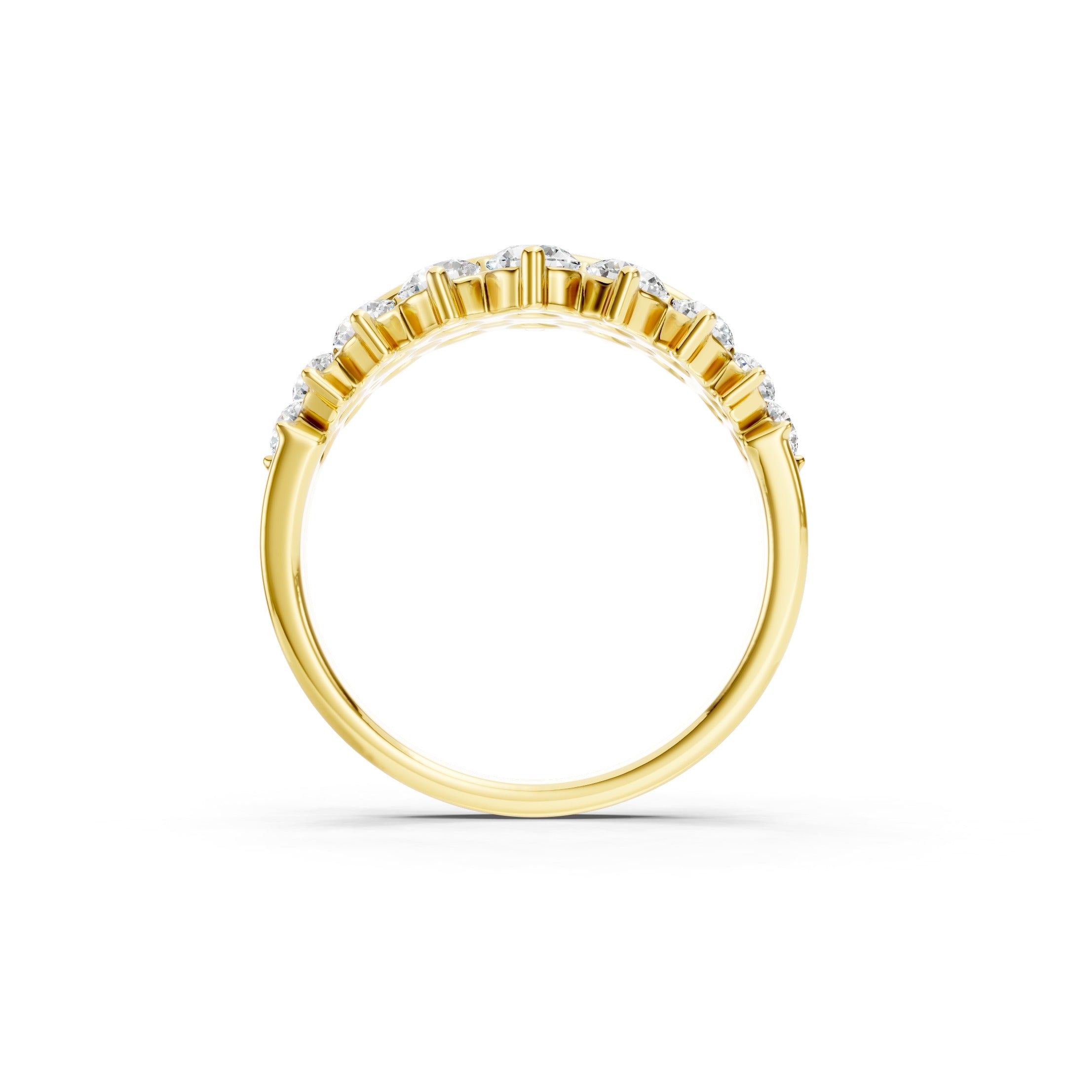 1.50 CT Round Lab Grown Diamond Band, Solid Gold Two Row Diamond Ring, 10K 14K 18K Wedding Band