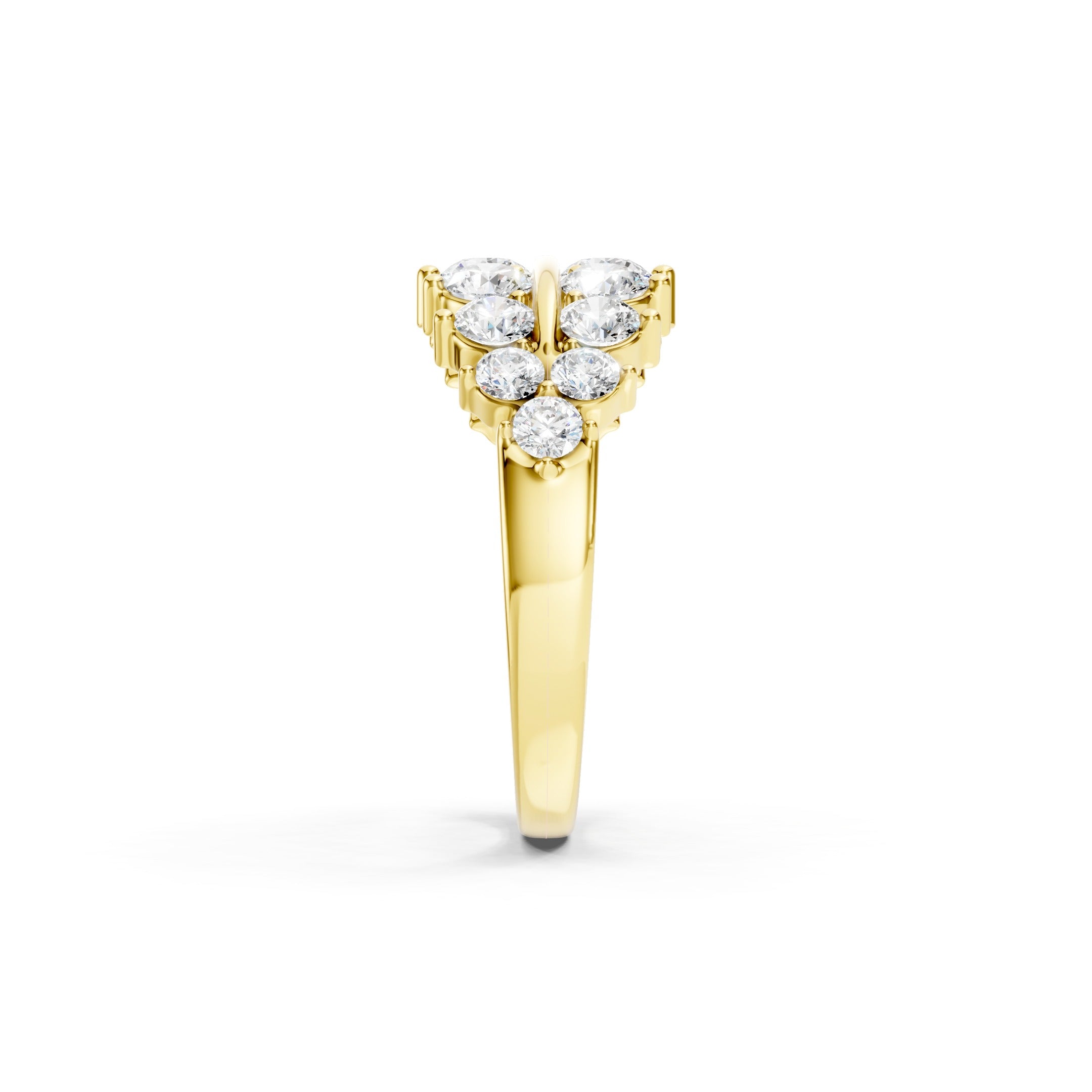 1.50 CT Round Lab Grown Diamond Band, Solid Gold Two Row Diamond Ring, 10K 14K 18K Wedding Band