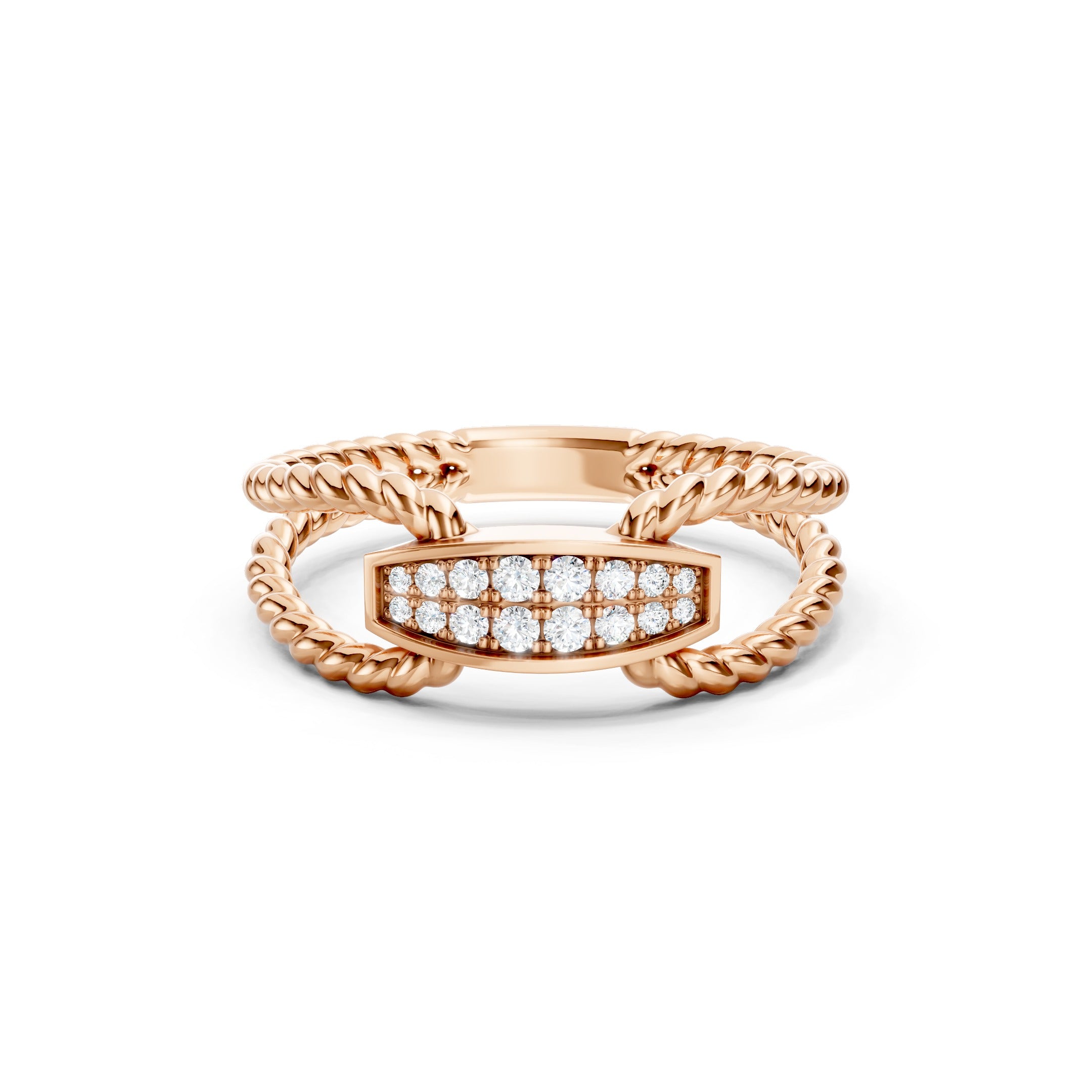 0.20 CT Round Lab Grown Diamond Ring, Solid Gold Rope Band Ring