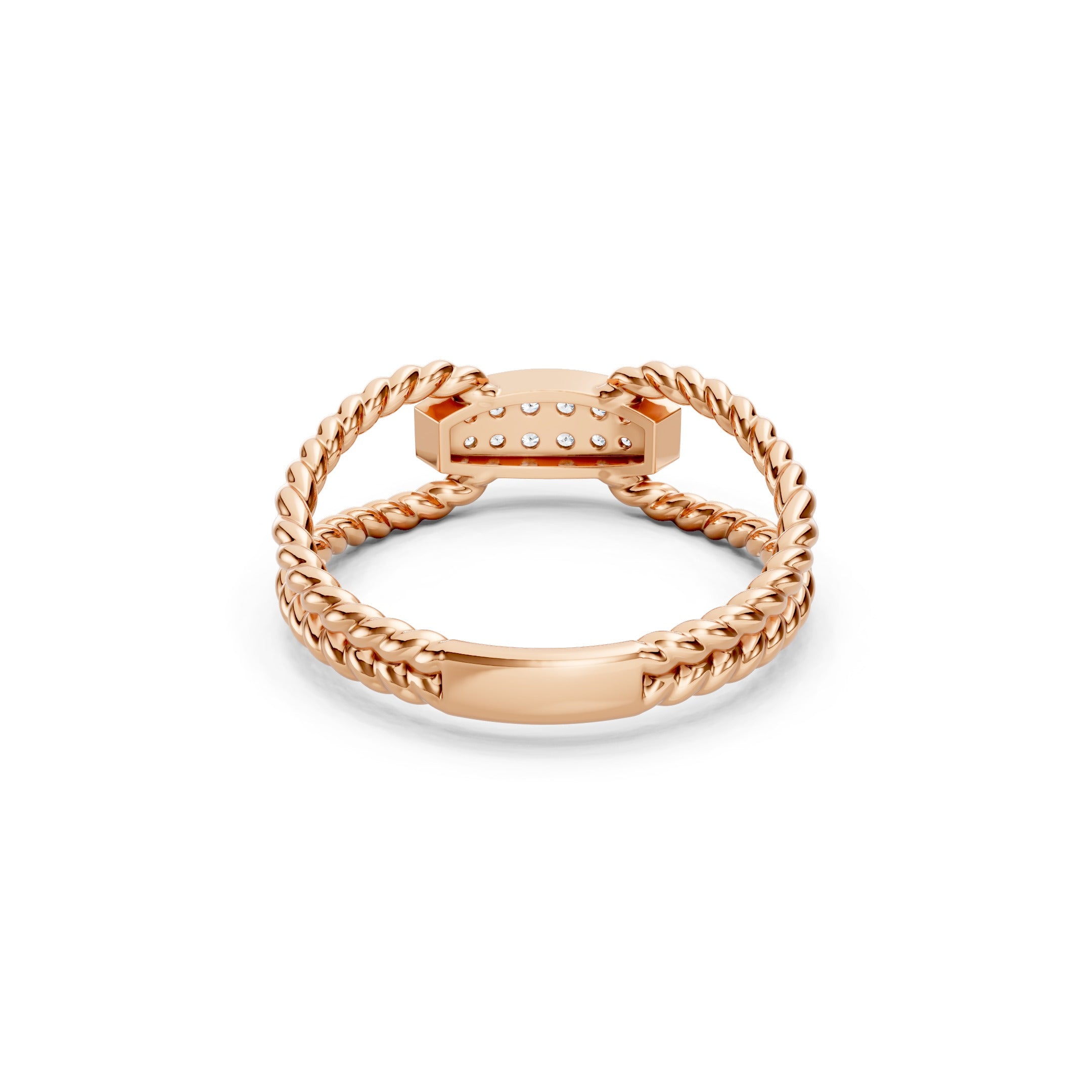 0.20 CT Round Lab Grown Diamond Ring, Solid Gold Rope Band Ring