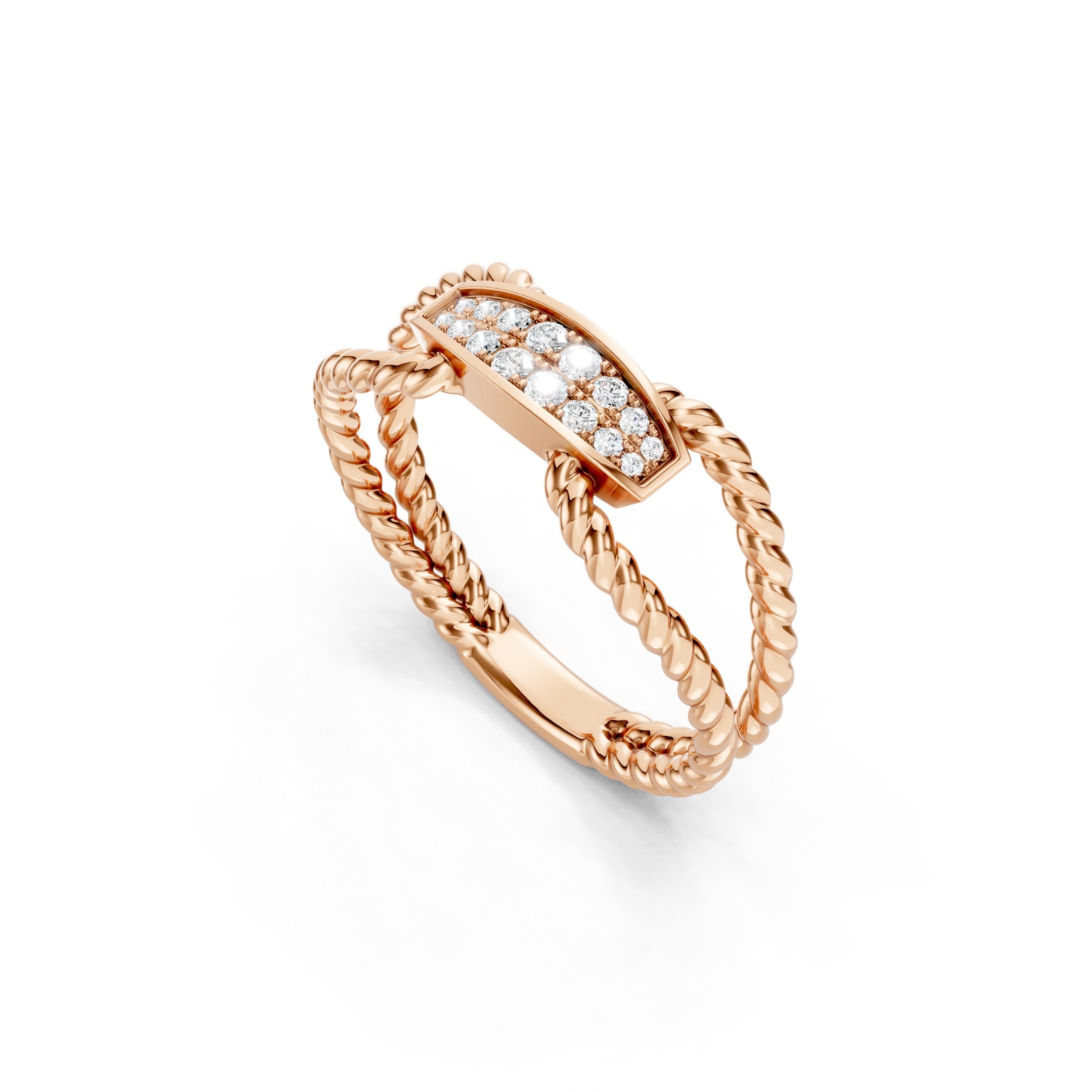0.20 CT Round Lab Grown Diamond Ring, Solid Gold Rope Band Ring