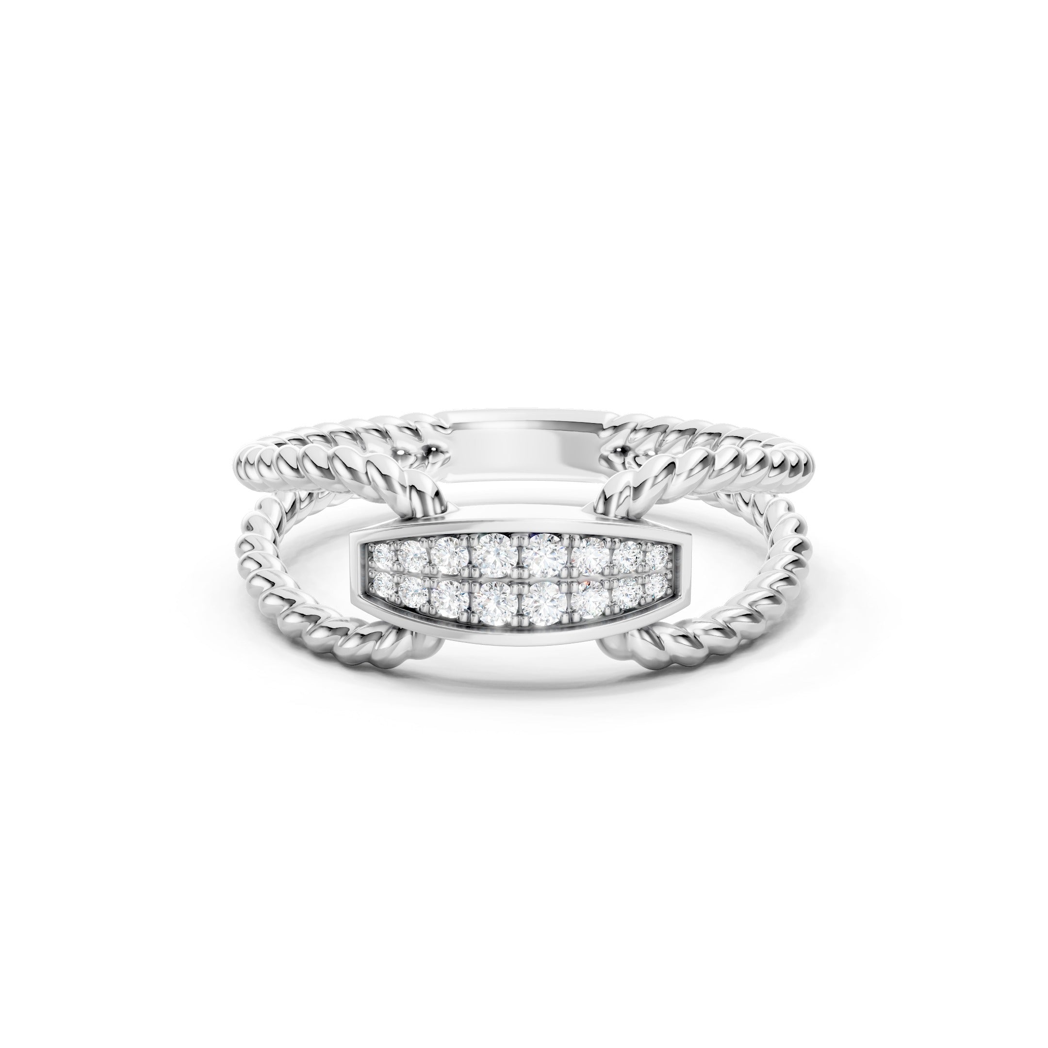 0.20 CT Round Lab Grown Diamond Ring, Solid Gold Rope Band Ring