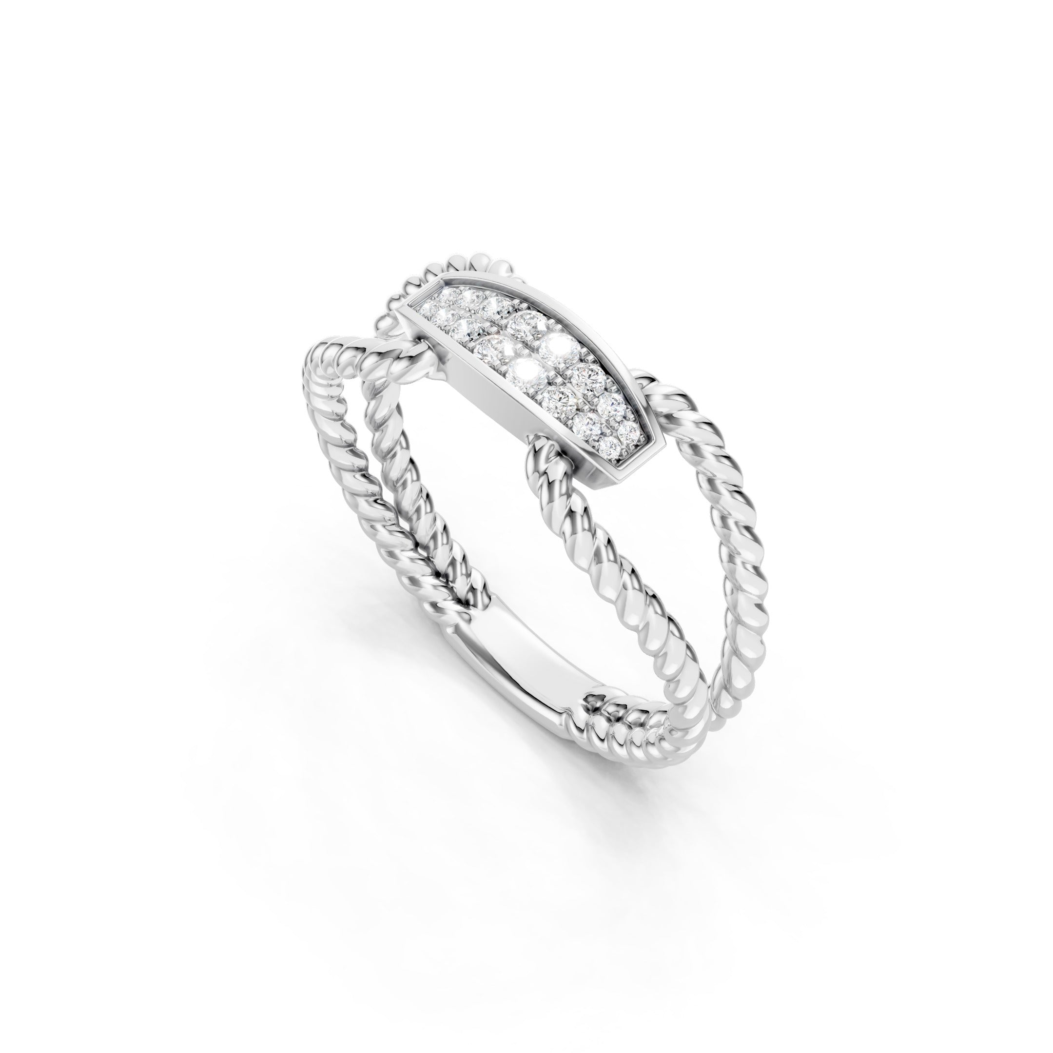 0.20 CT Round Lab Grown Diamond Ring, Solid Gold Rope Band Ring