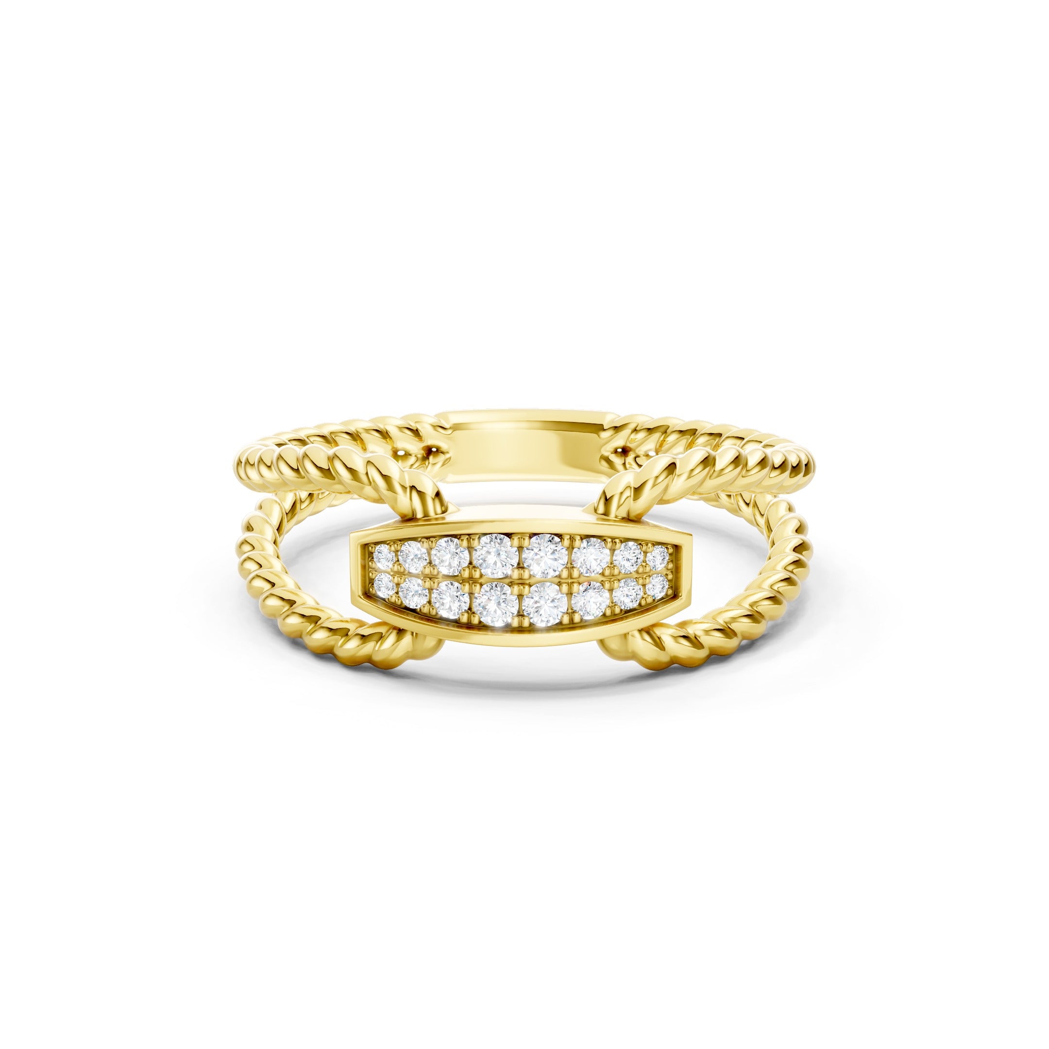 0.20 CT Round Lab Grown Diamond Ring, Solid Gold Rope Band Ring