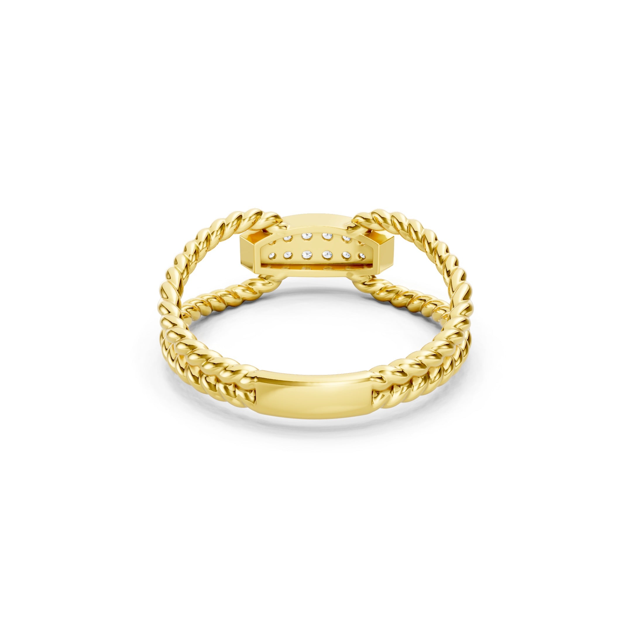 0.20 CT Round Lab Grown Diamond Ring, Solid Gold Rope Band Ring