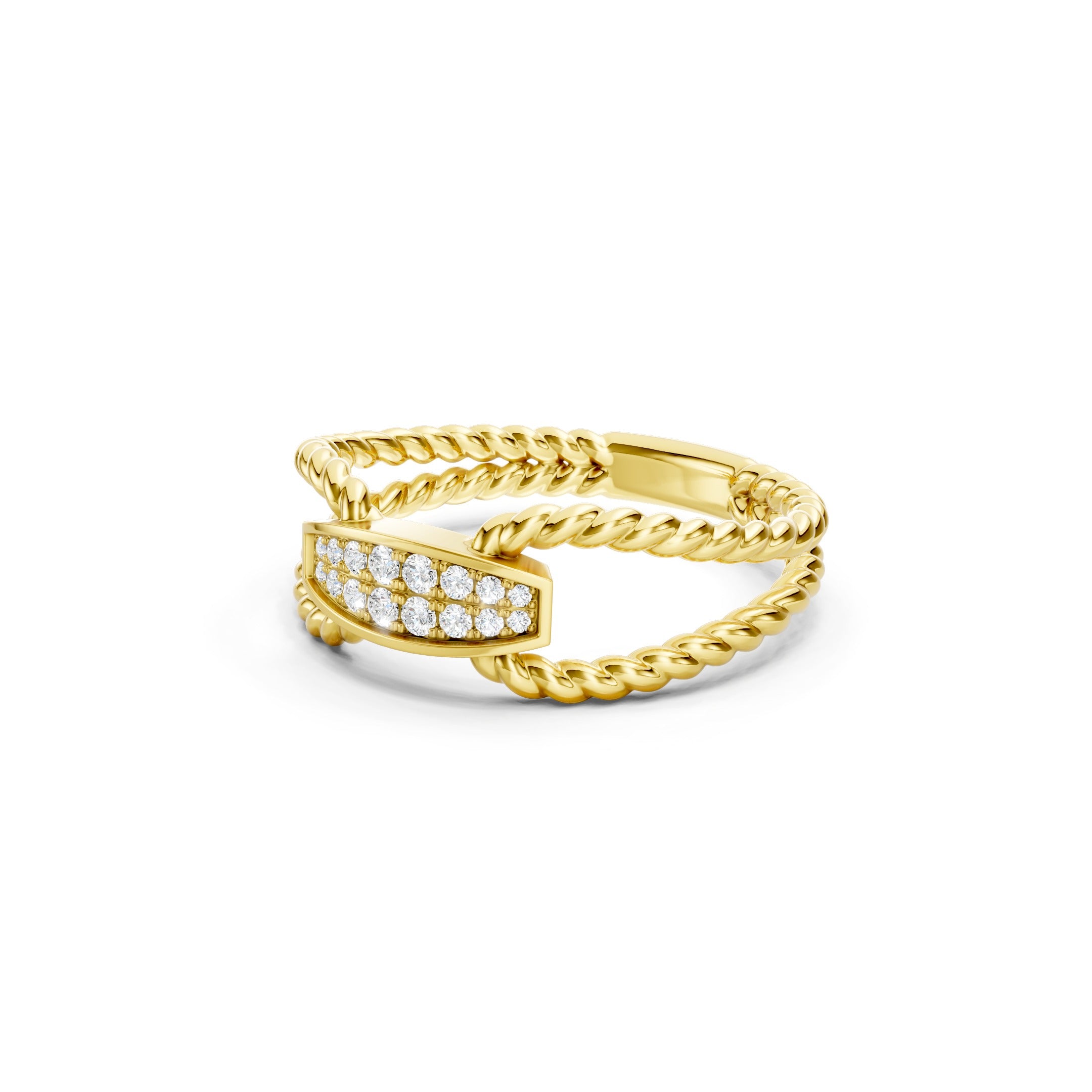 0.20 CT Round Lab Grown Diamond Ring, Solid Gold Rope Band Ring