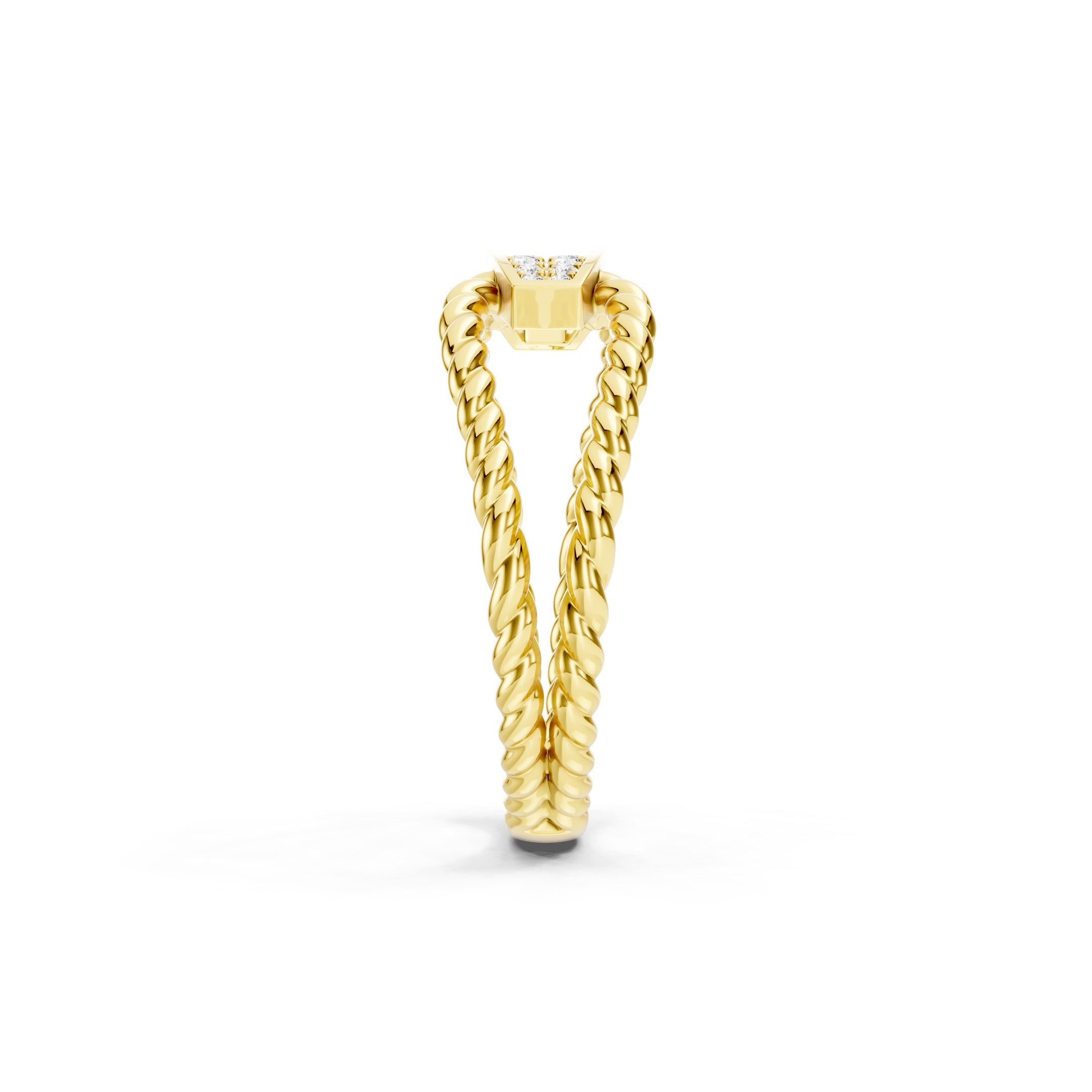 0.20 CT Round Lab Grown Diamond Ring, Solid Gold Rope Band Ring