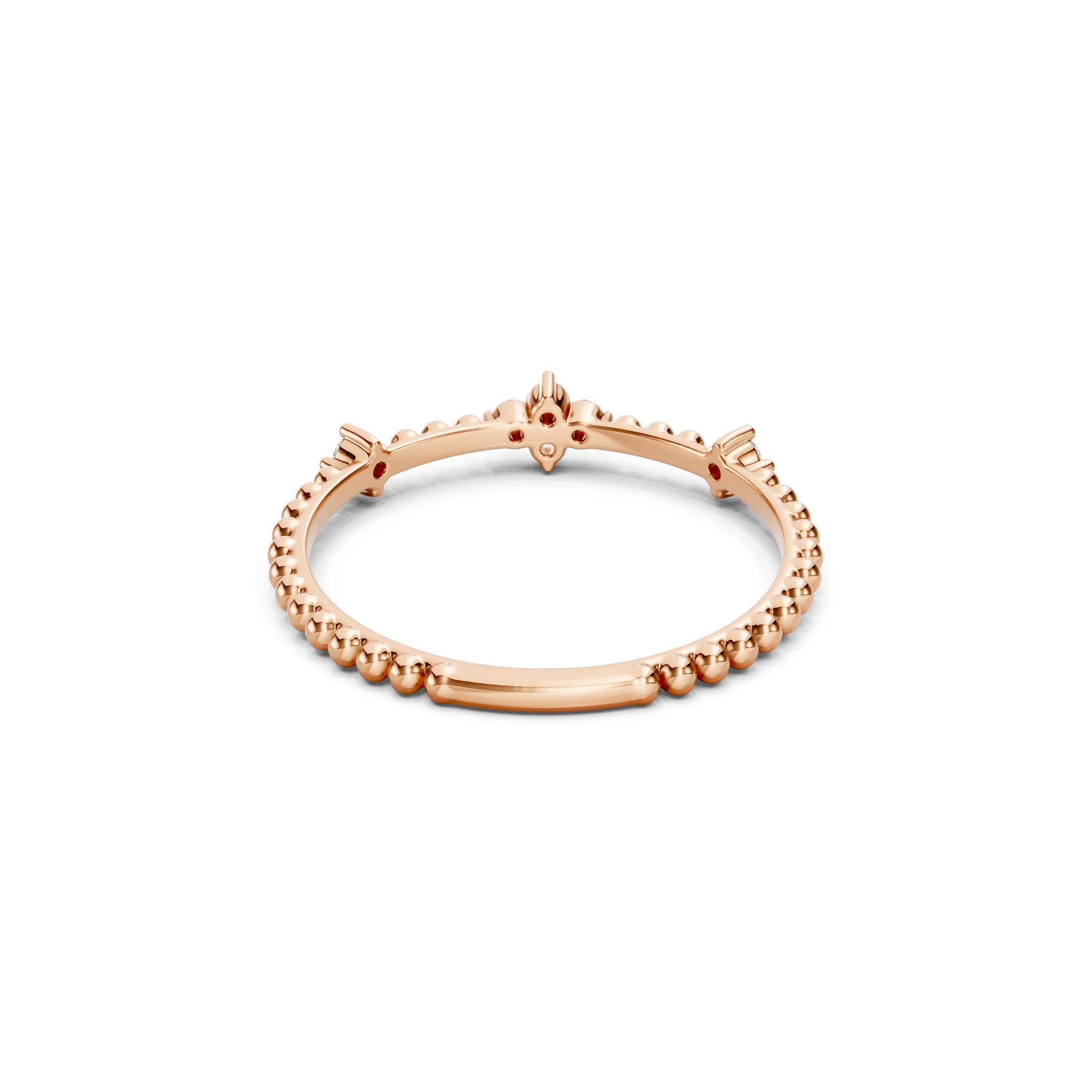 0.15 CT Round Floral Diamond Wedding Band in Solid Gold, 10K 14K 18K Gold Stackable Ring