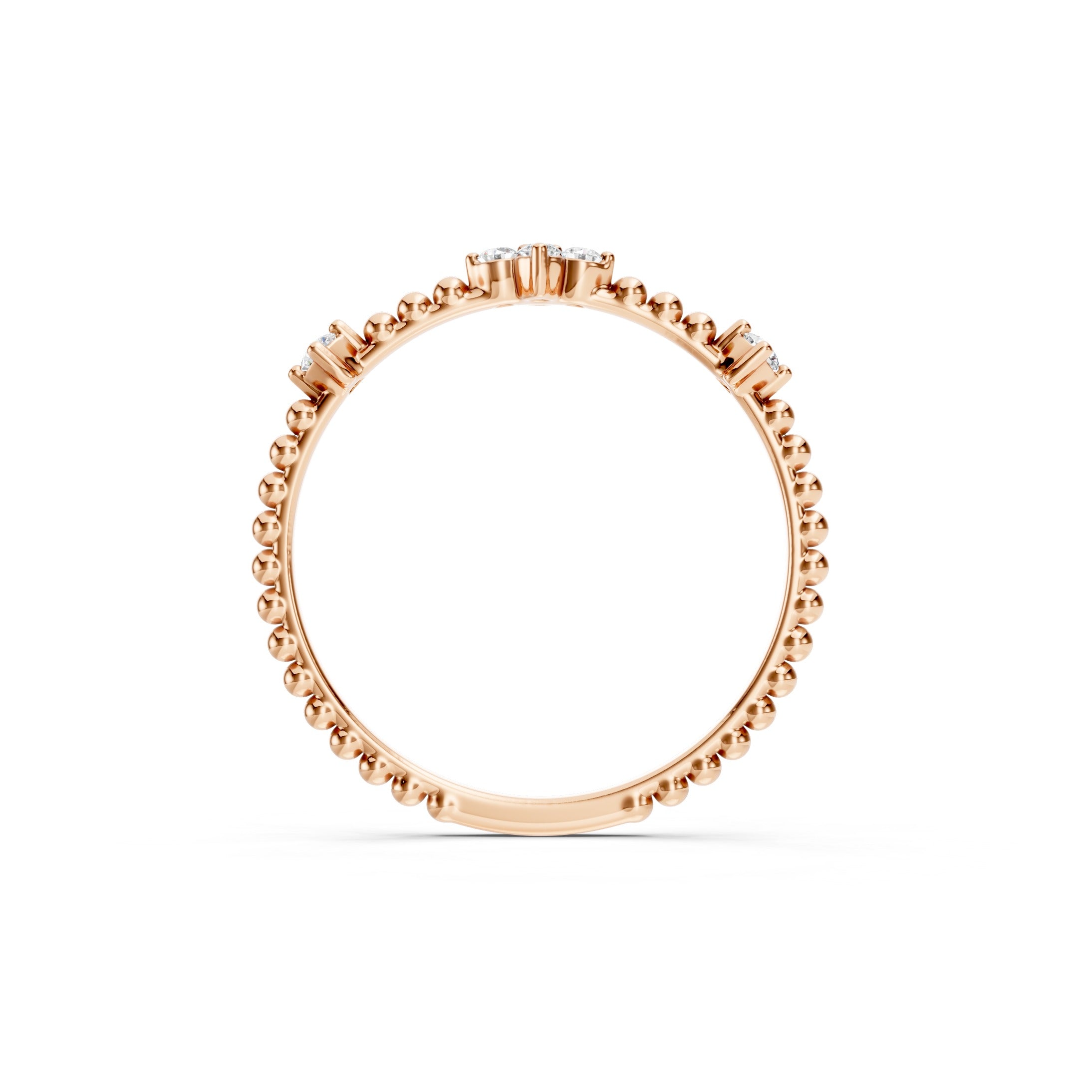 0.15 CT Round Floral Diamond Wedding Band in Solid Gold, 10K 14K 18K Gold Stackable Ring