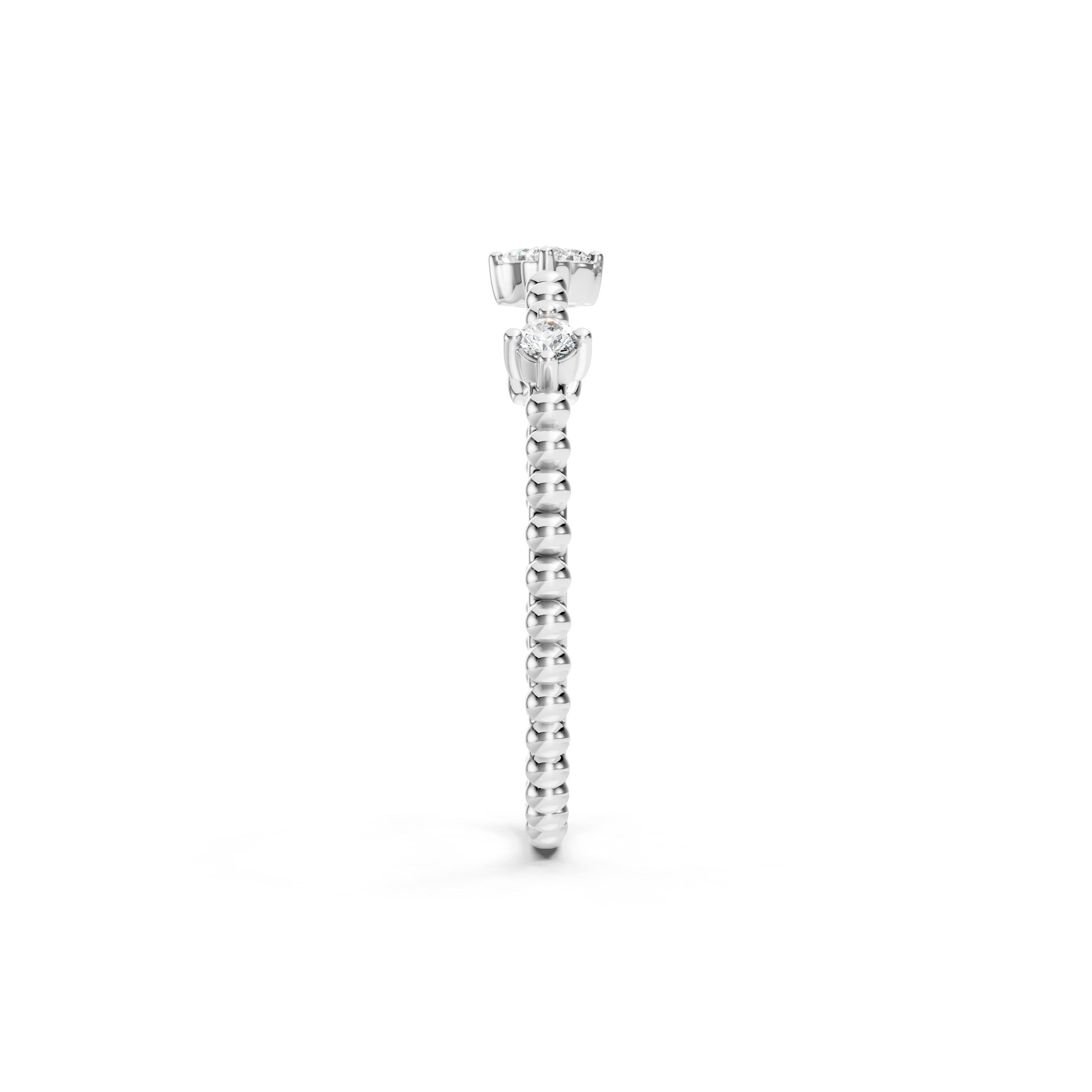 0.15 CT Round Floral Diamond Wedding Band in Solid Gold, 10K 14K 18K Gold Stackable Ring