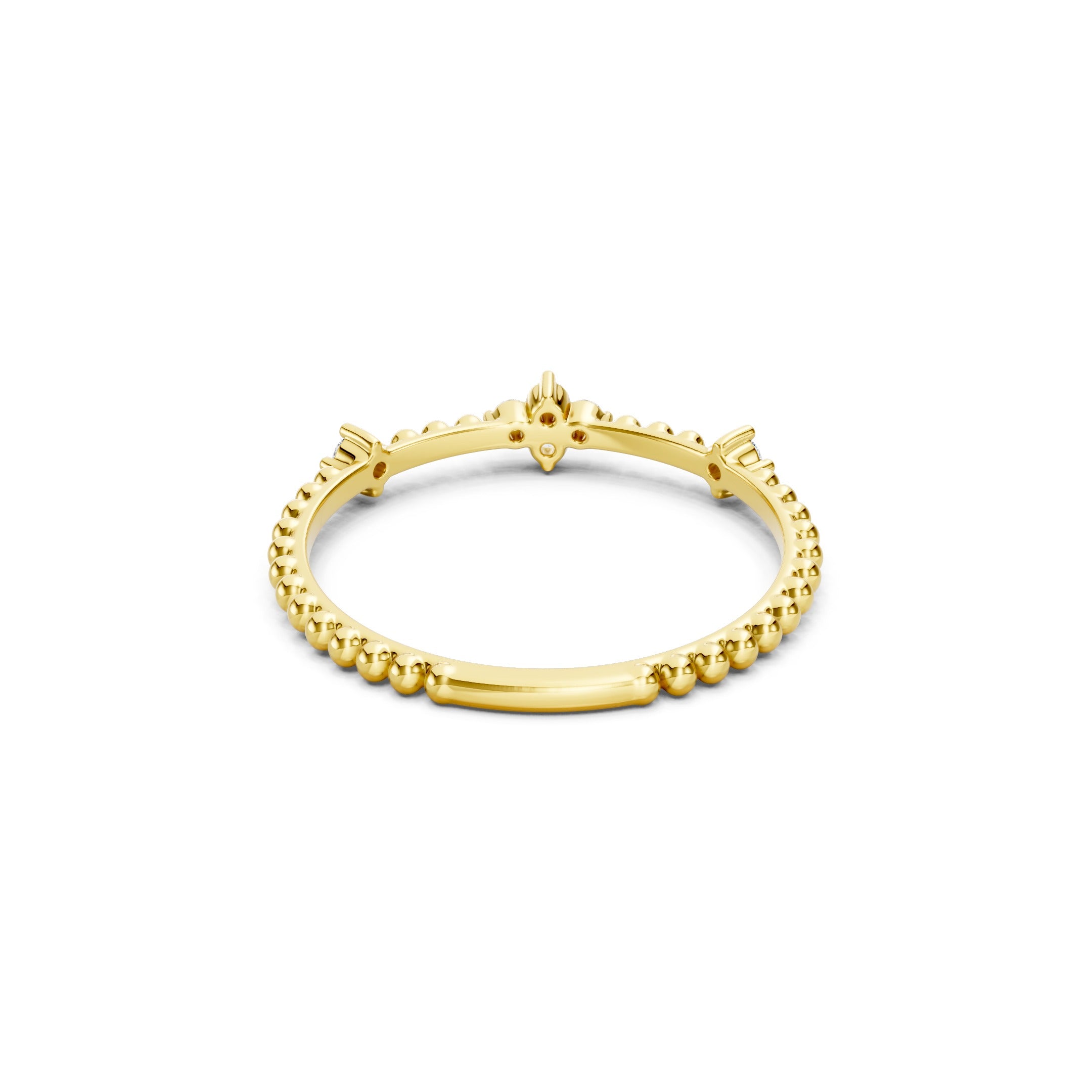 0.15 CT Round Floral Diamond Wedding Band in Solid Gold, 10K 14K 18K Gold Stackable Ring
