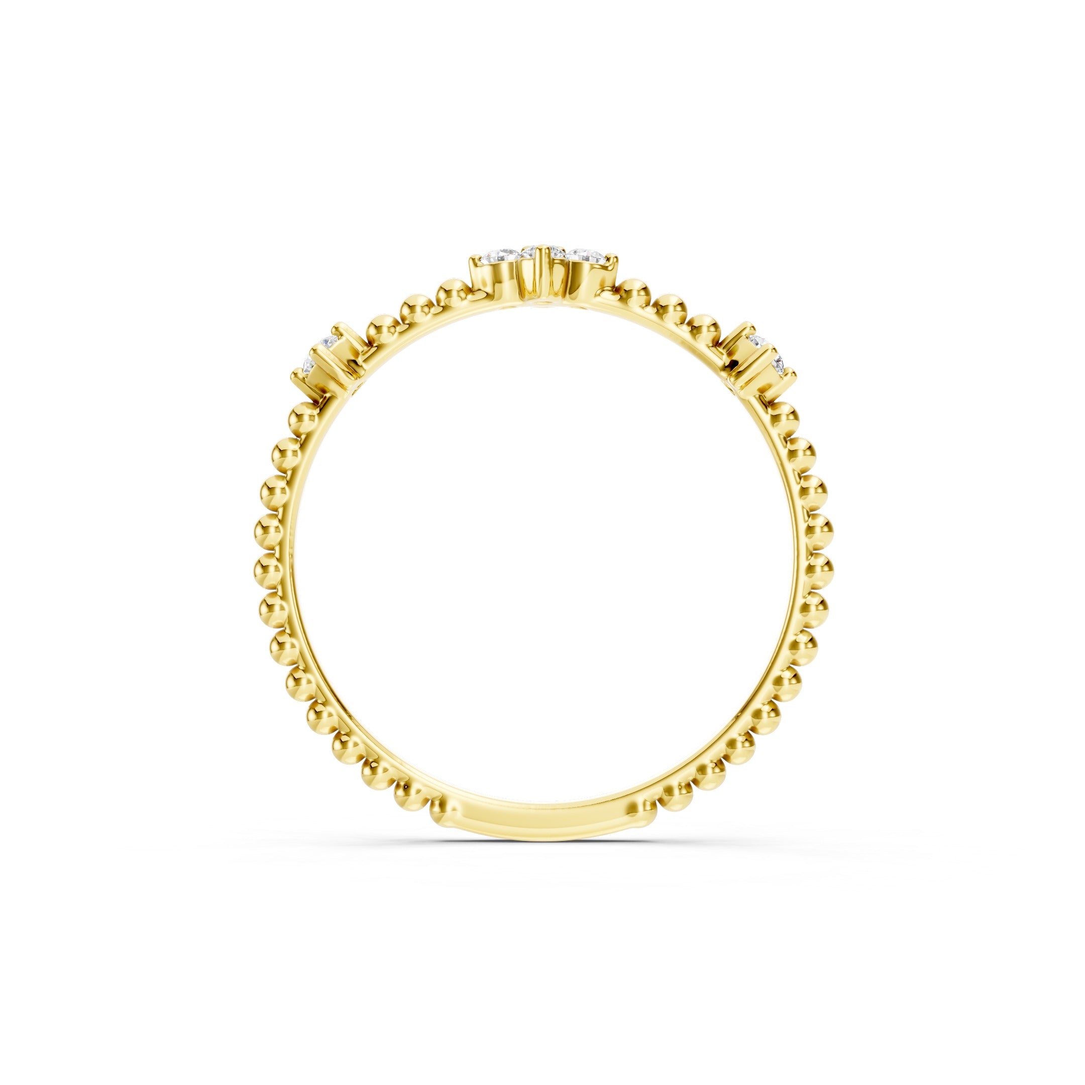 0.15 CT Round Floral Diamond Wedding Band in Solid Gold, 10K 14K 18K Gold Stackable Ring