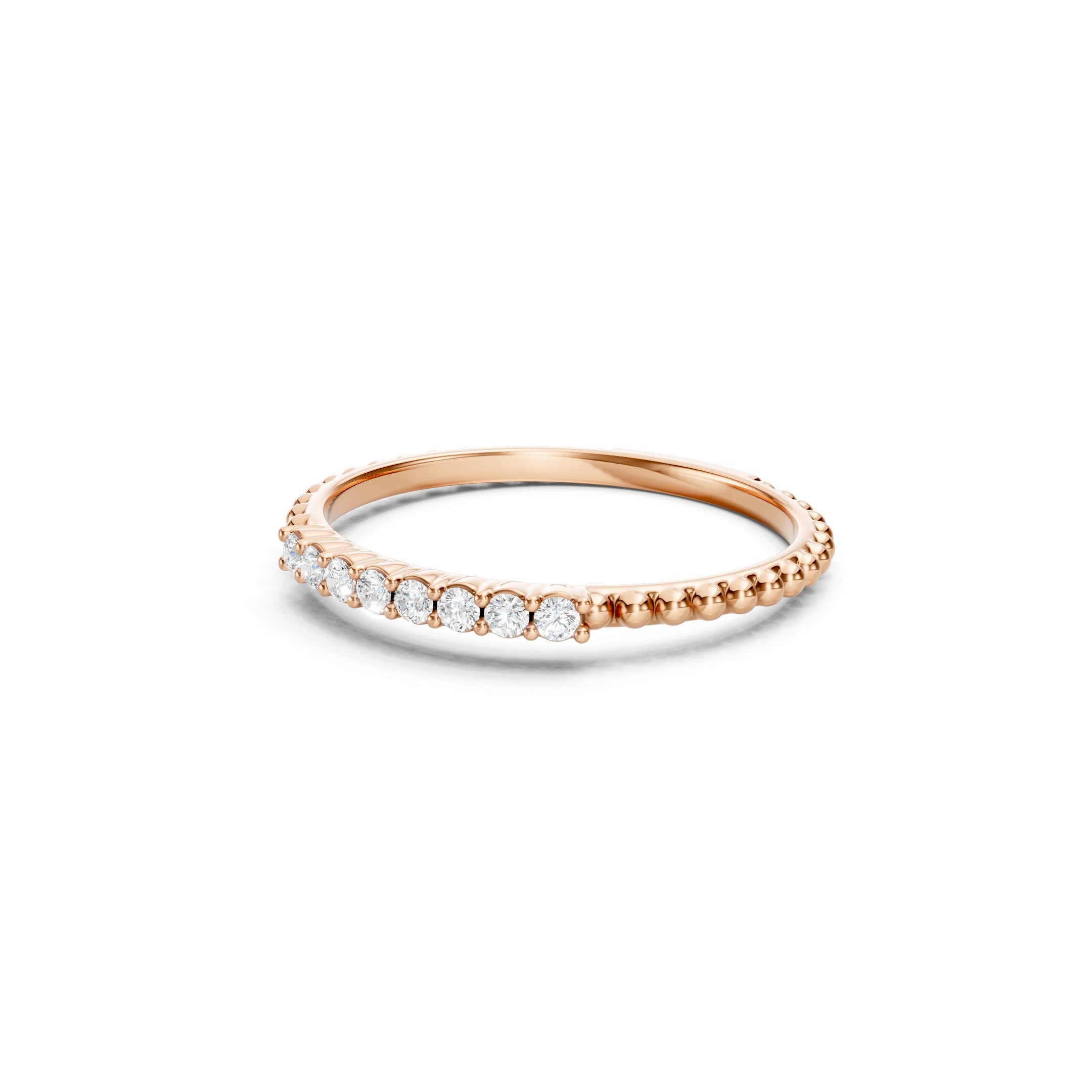 0.20 CT Round Diamond Wedding Band, Solid Gold Stackable Ring, 10K 14K 18K Gold