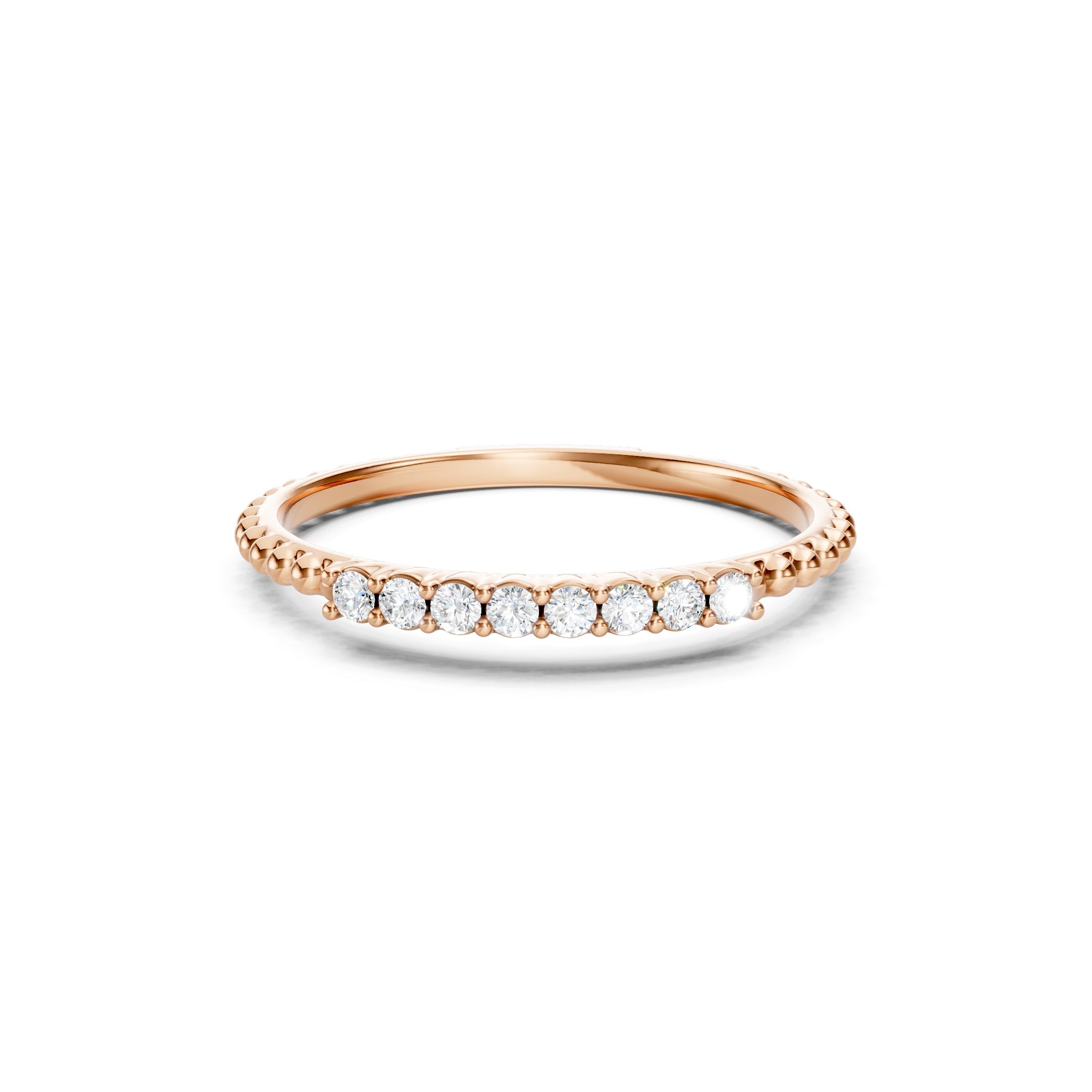0.20 CT Round Diamond Wedding Band, Solid Gold Stackable Ring, 10K 14K 18K Gold