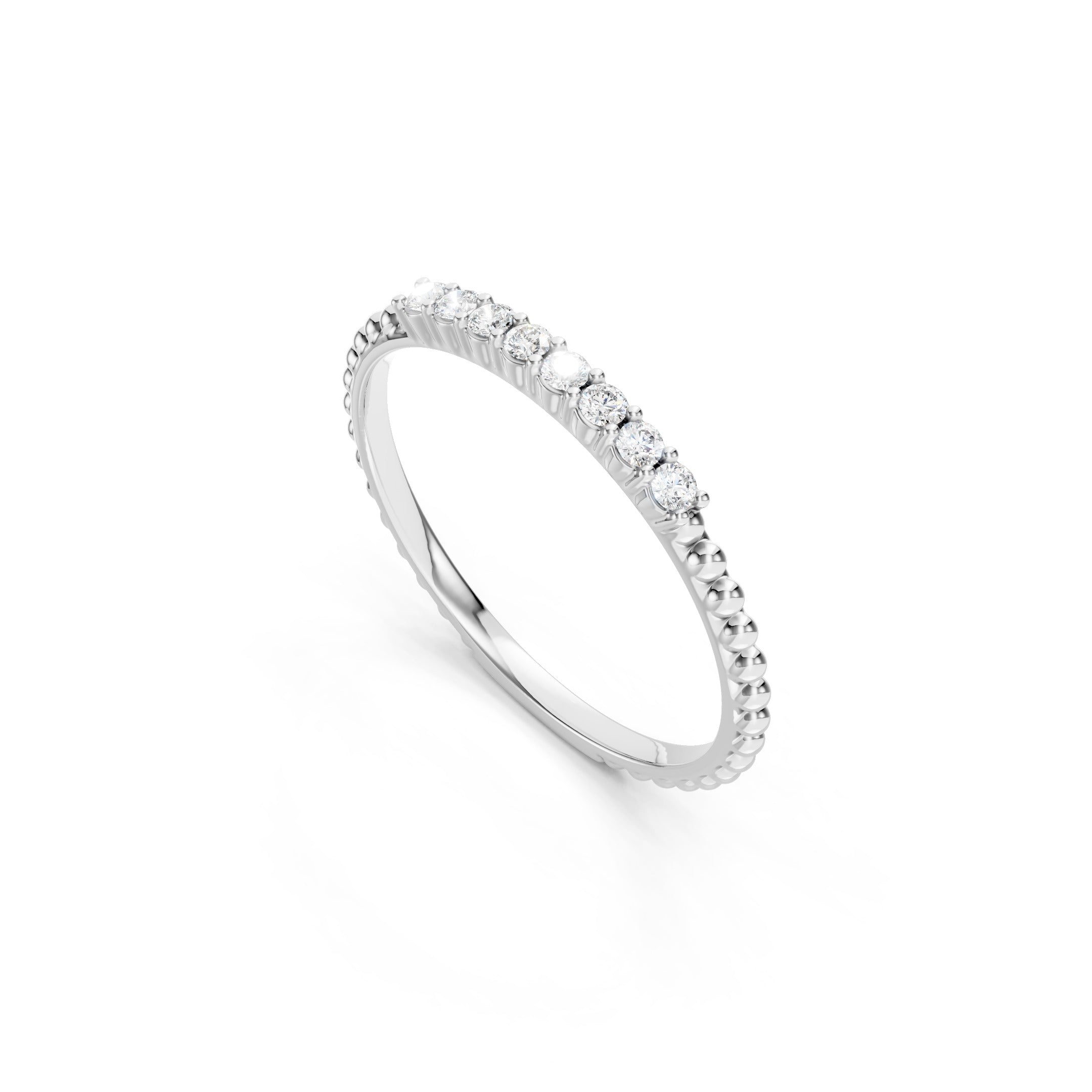 0.20 CT Round Diamond Wedding Band, Solid Gold Stackable Ring, 10K 14K 18K Gold