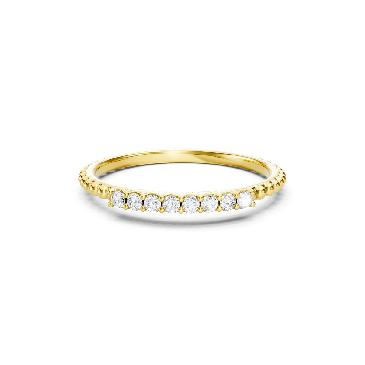 0.20 CT Round Diamond Wedding Band, Solid Gold Stackable Ring, 10K 14K 18K Gold